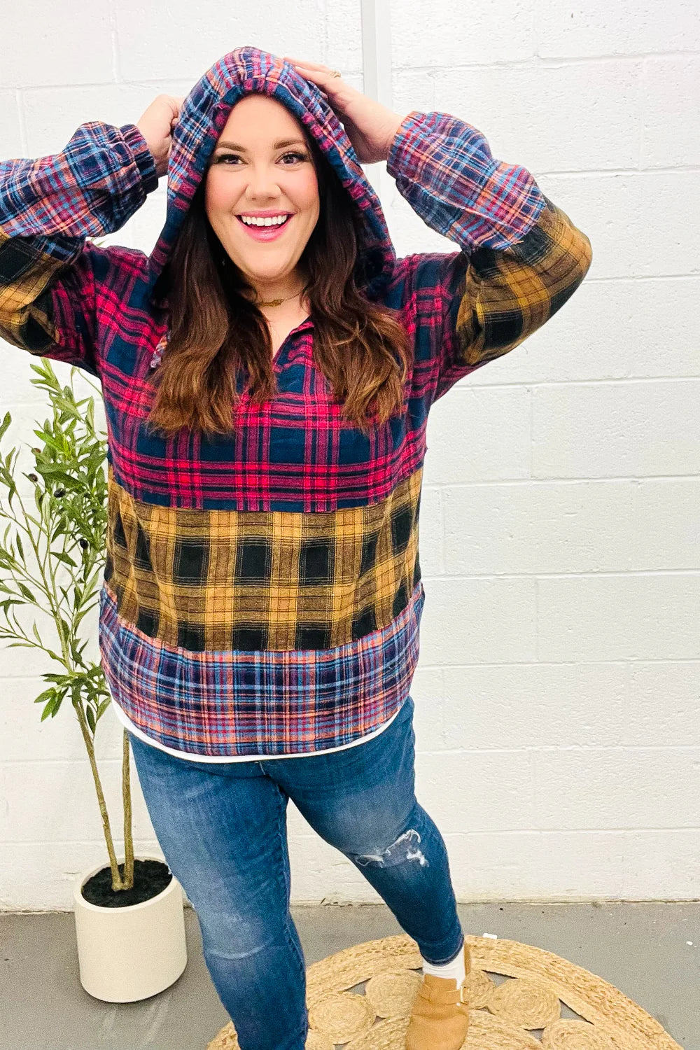 Fall Into You Plaid Flannel Hoodie