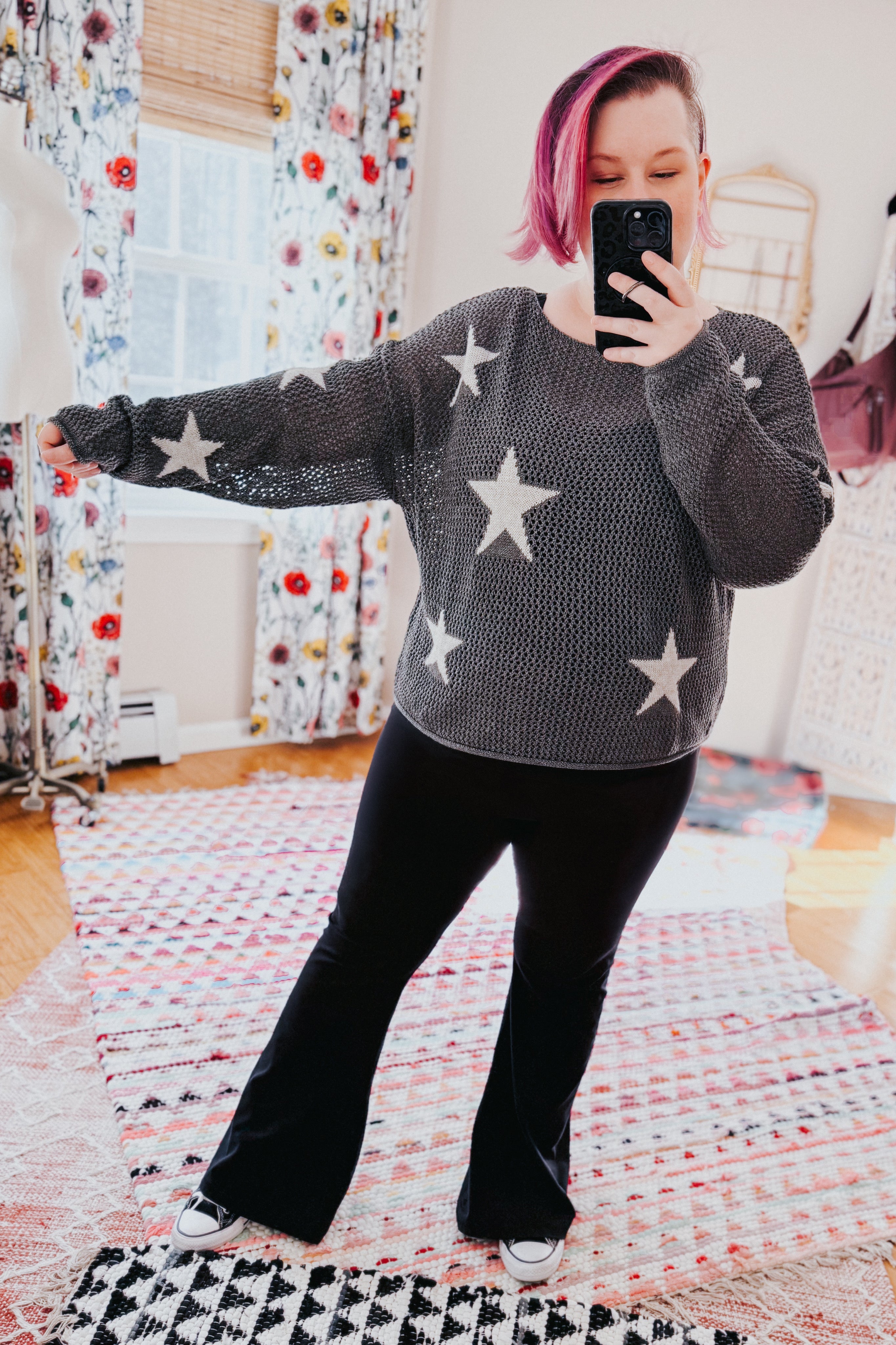 Seeing Stars Mesh Sweater Top