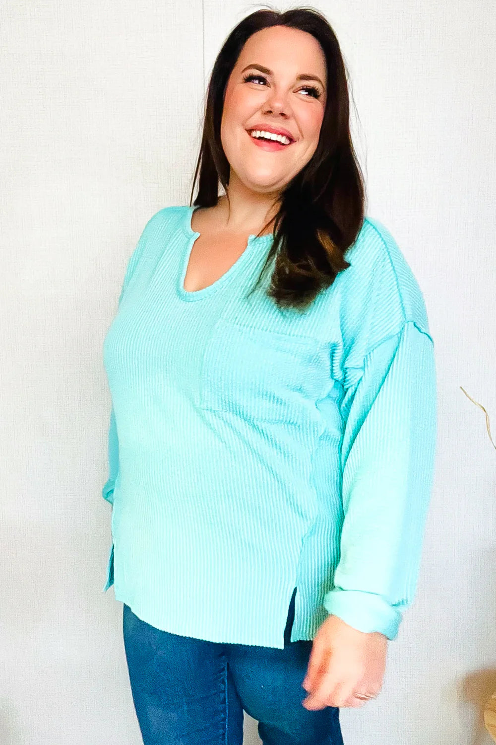 So Charming Mineral Wash Top • Seafoam