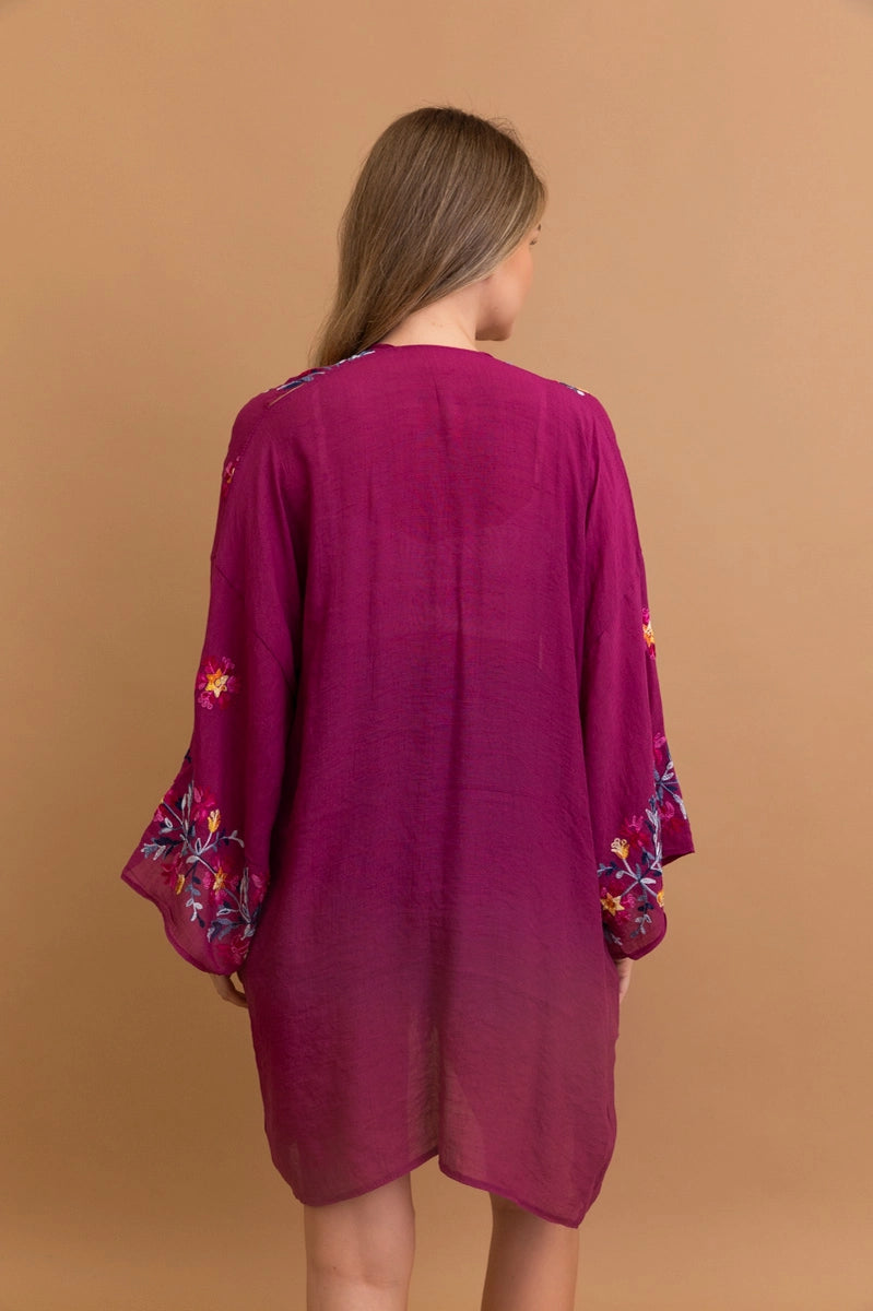 The Sweet Life Embroidered Duster • Magenta