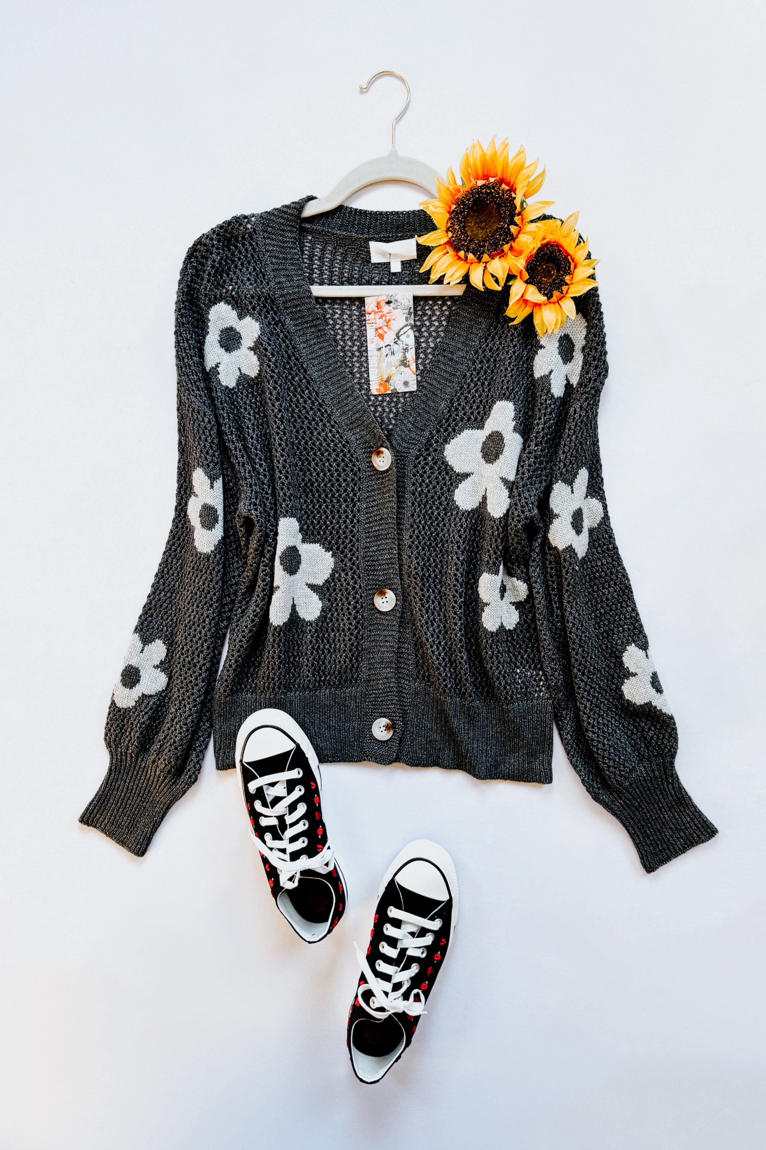 Daisy Do Floral Mesh Button Cardigan