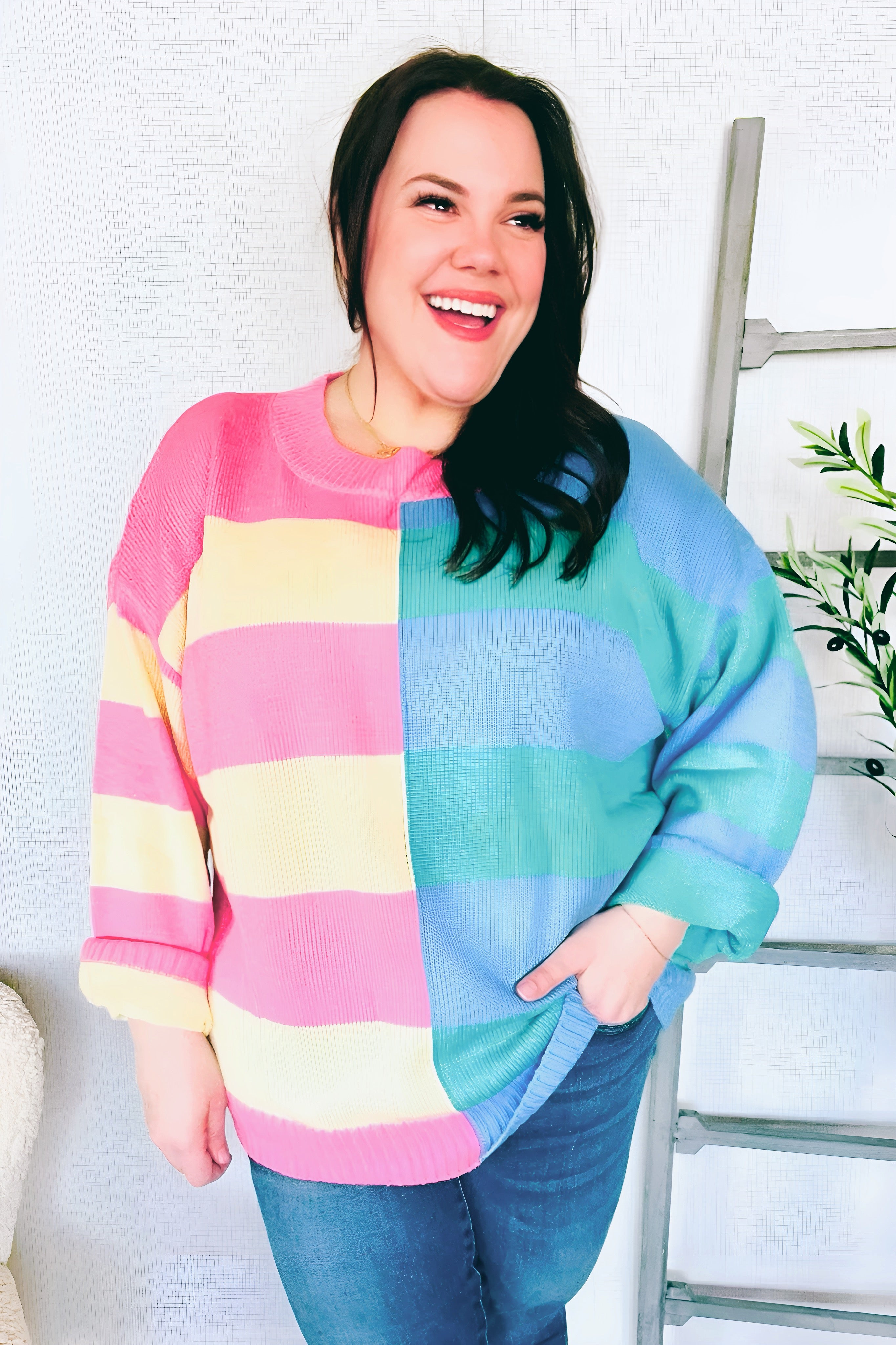 My Vibe Stripe Color Block Knit Sweater