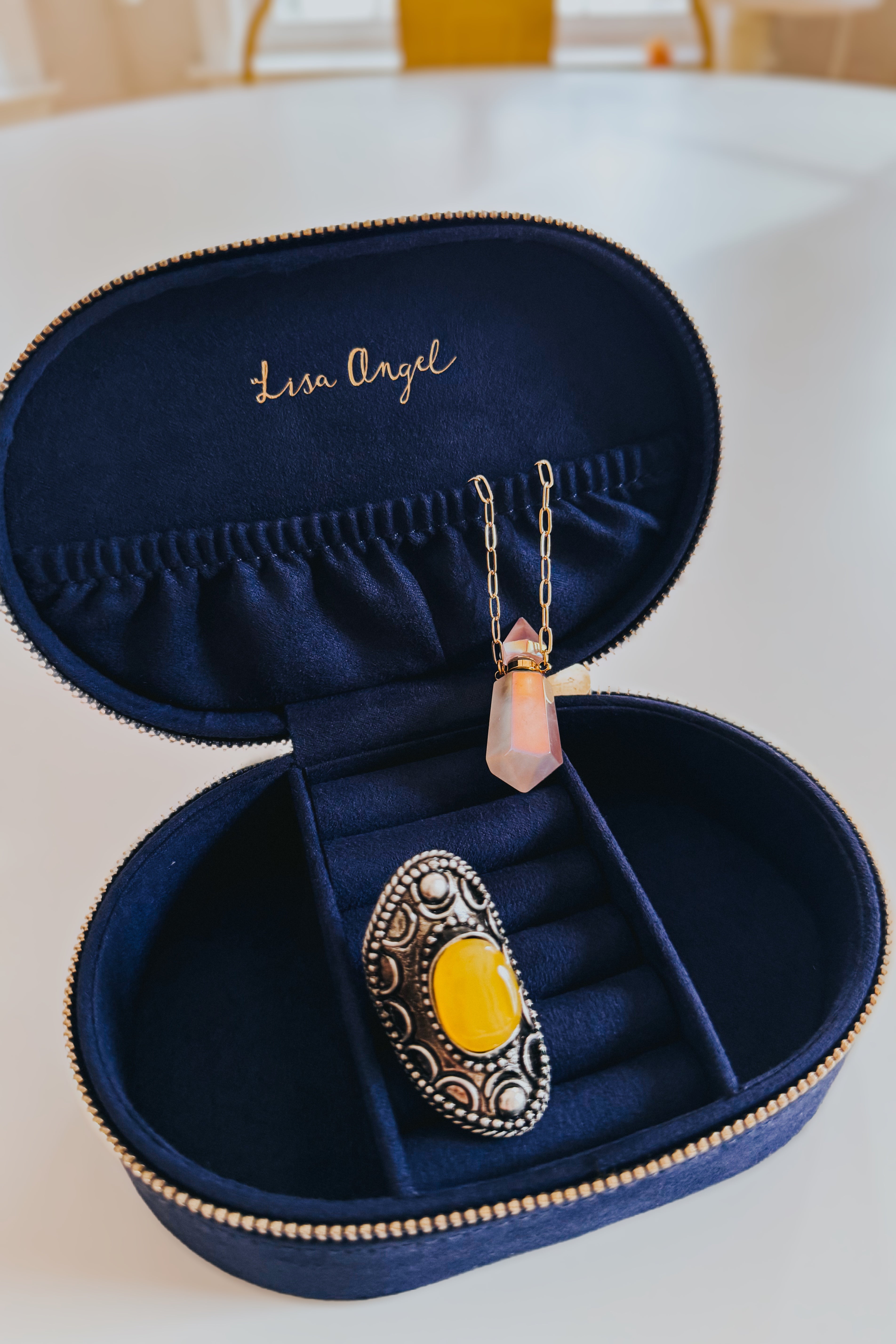 Live By The Sun, Love By The Moon Embroidered Velvet Jewelry Box