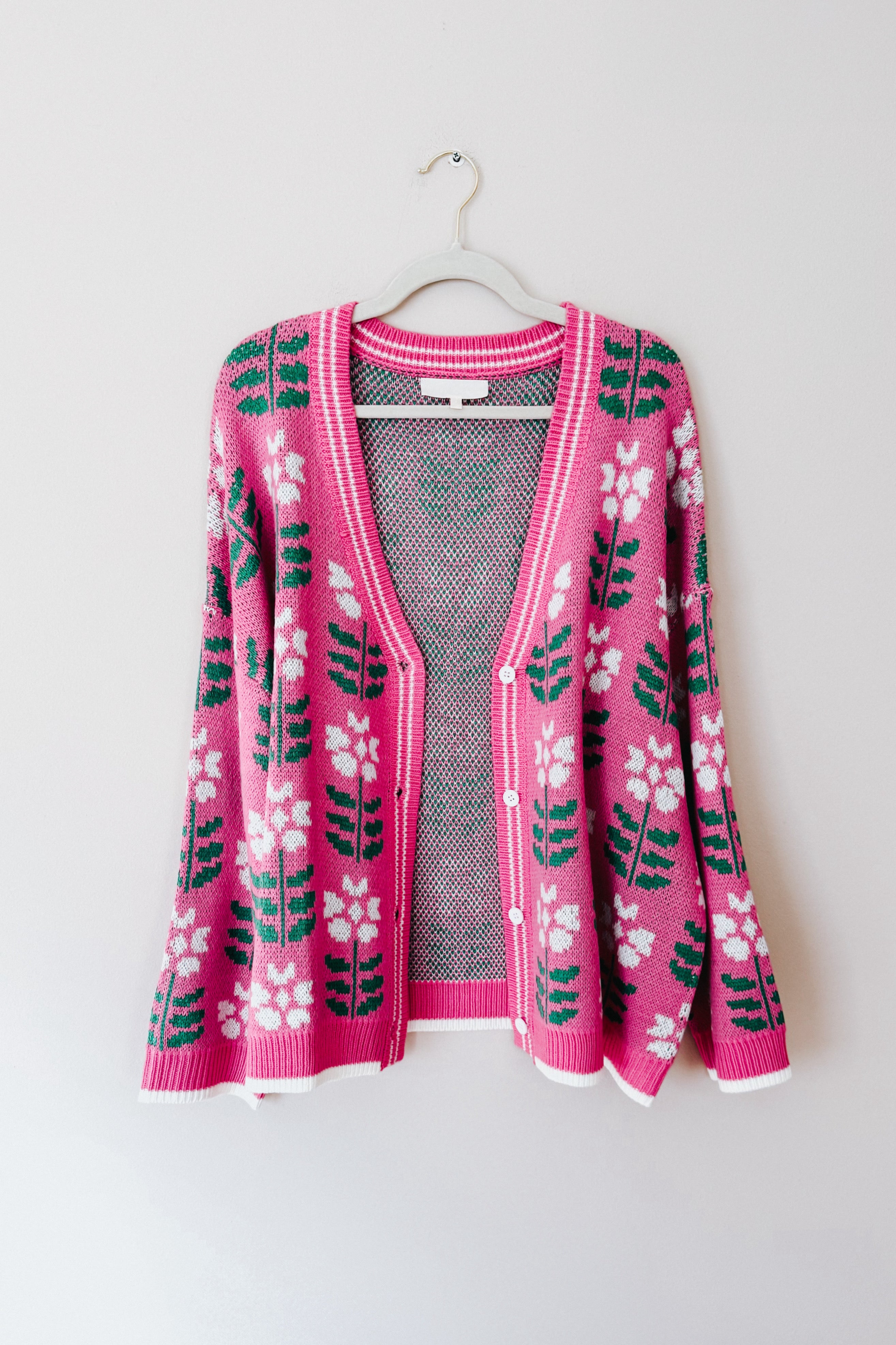 All For Love Flower Print Button Down Knit Cardigan