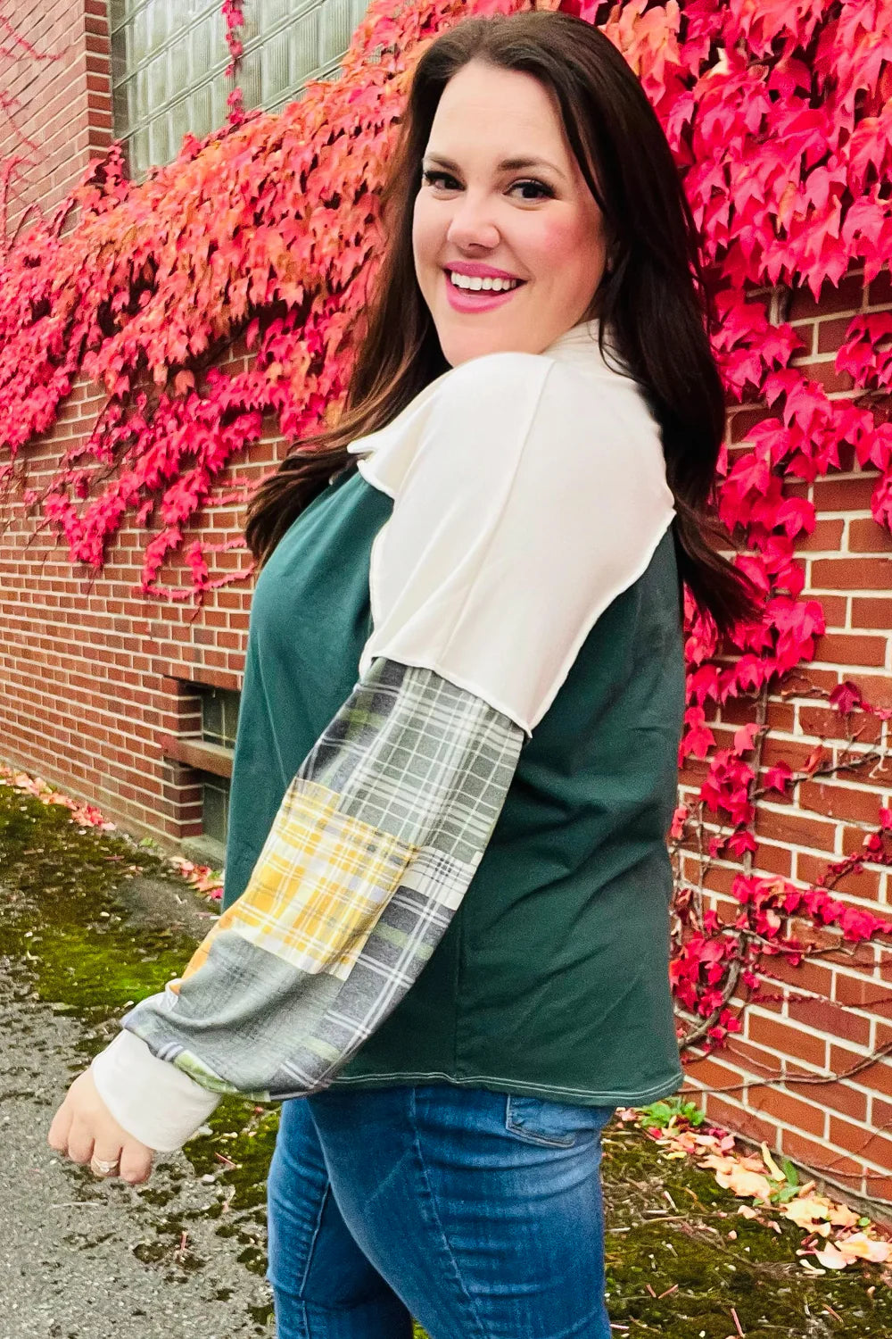 Let You Know Plaid Color Block Top