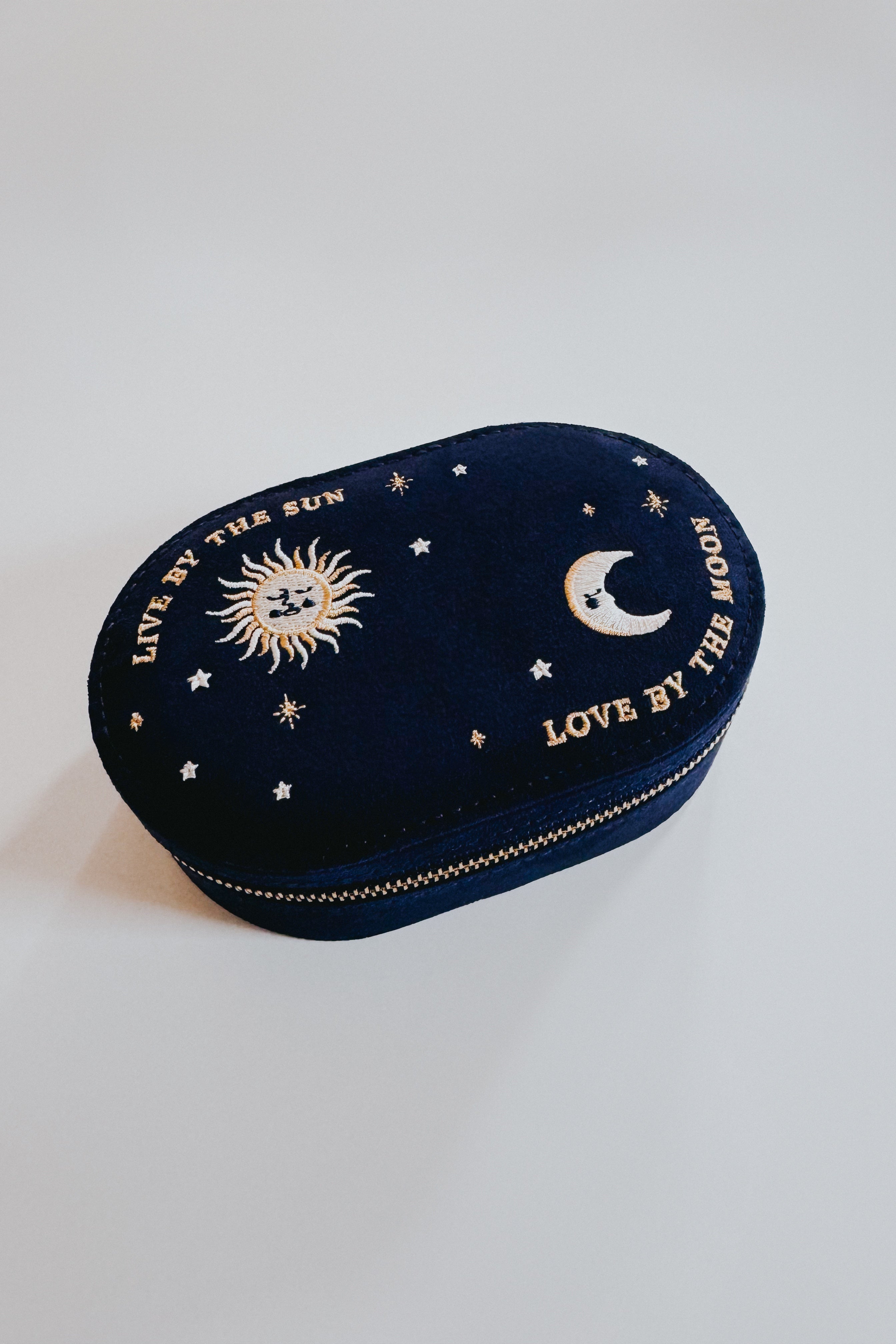 Live By The Sun, Love By The Moon Embroidered Velvet Jewelry Box