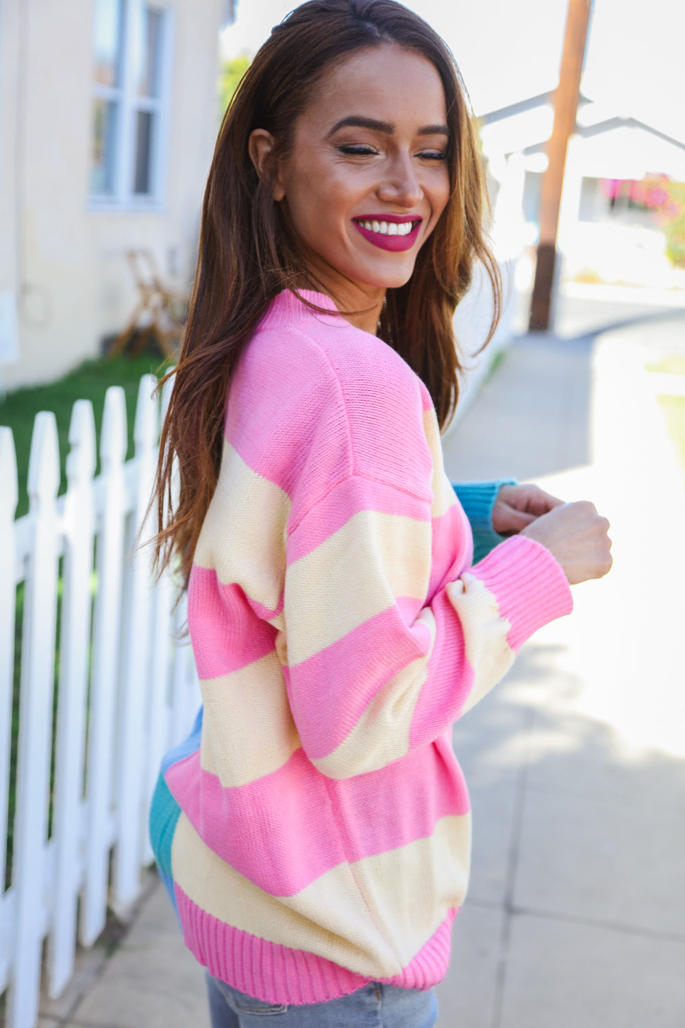 My Vibe Stripe Color Block Knit Sweater