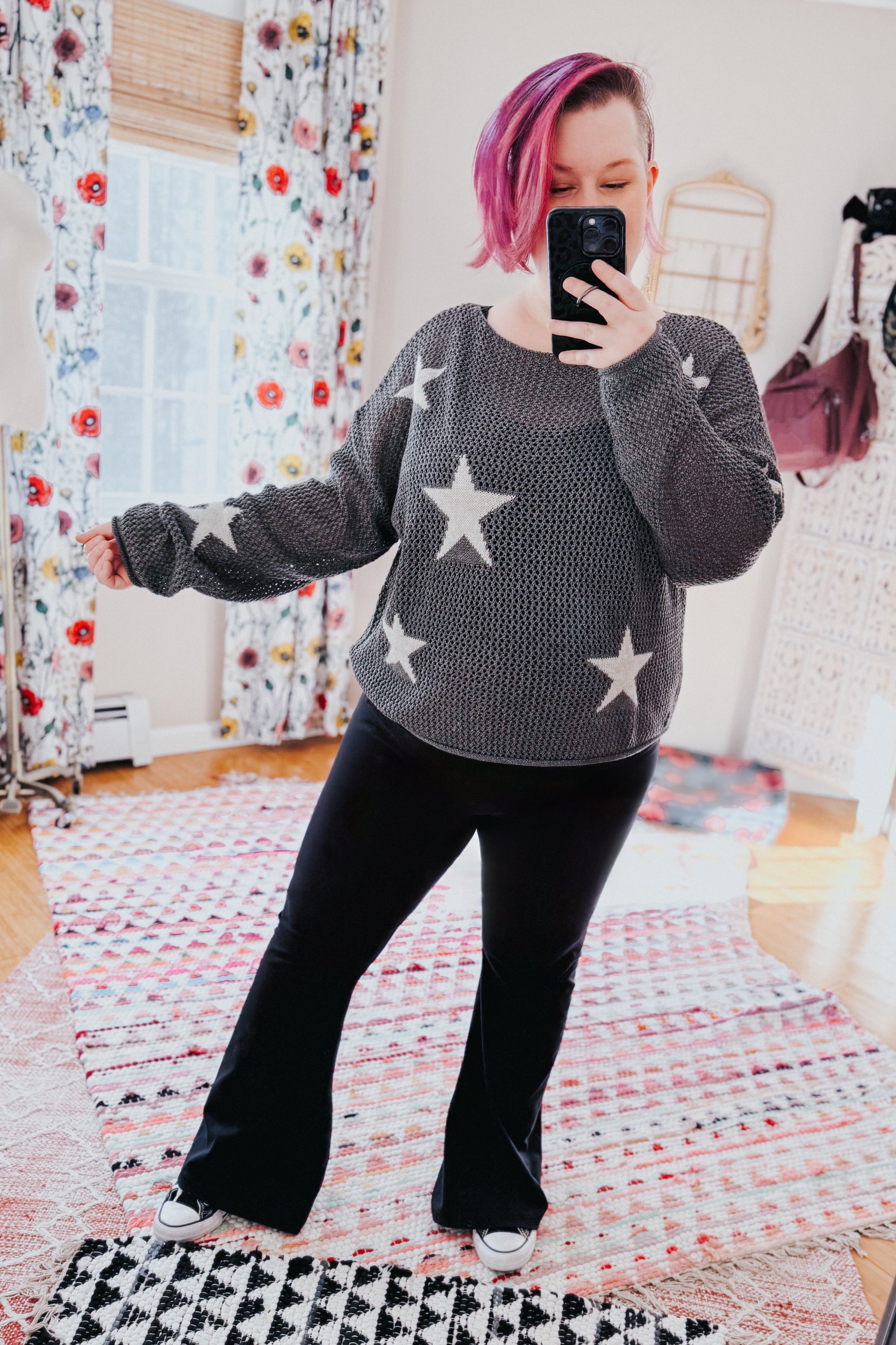 Seeing Stars Mesh Sweater Top