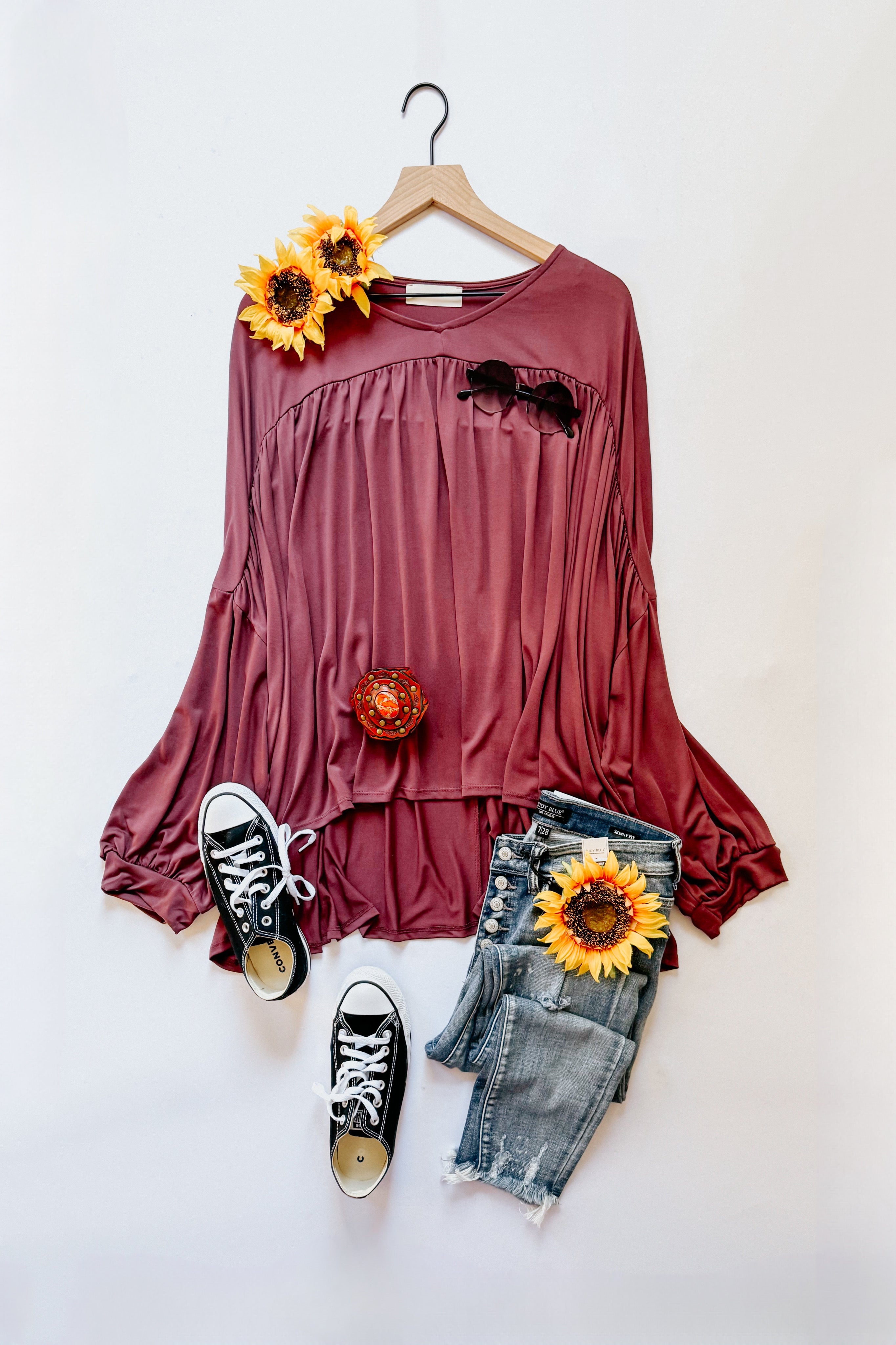 In This Groove Modal Knit Top • Wine