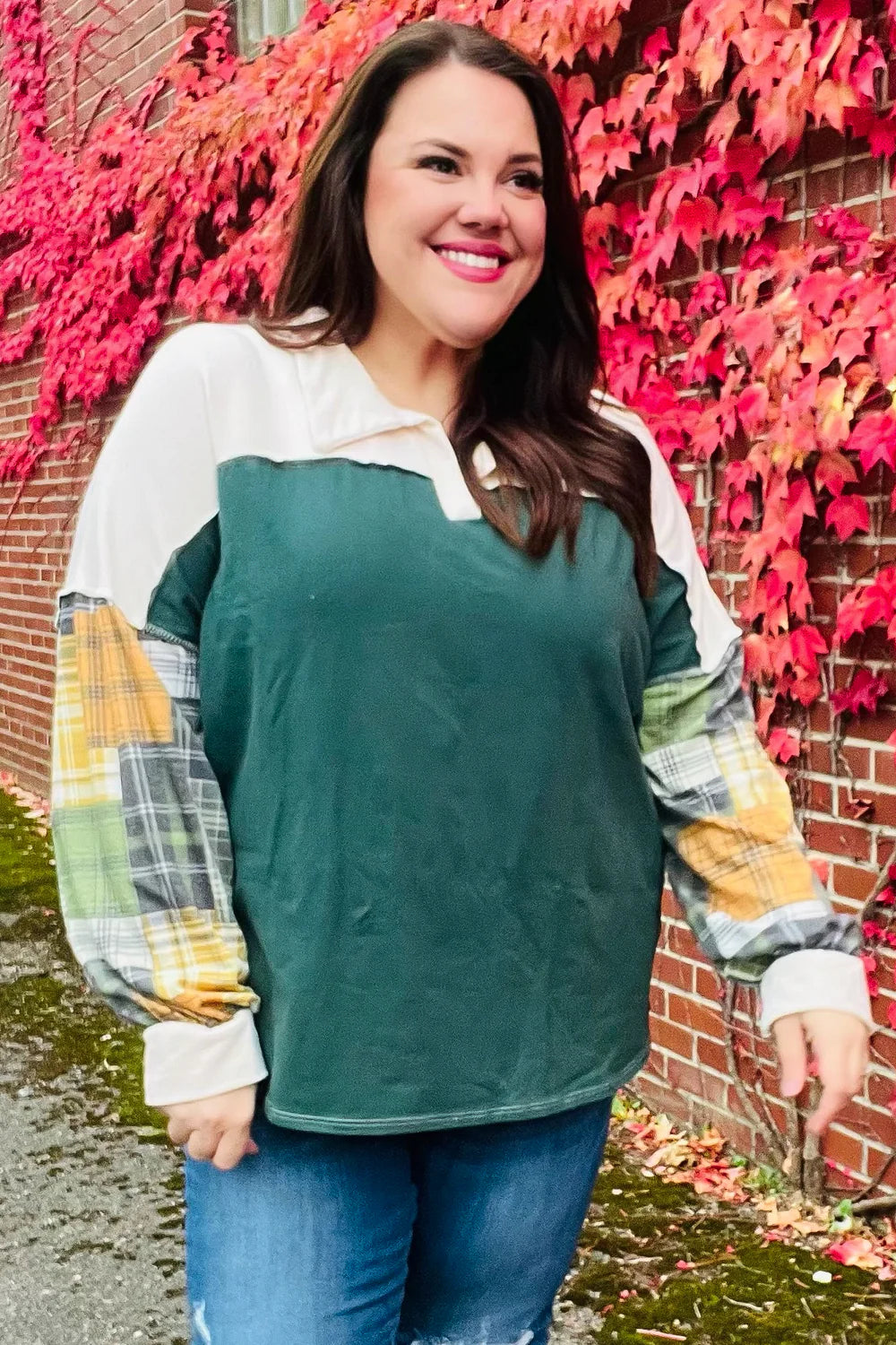 Let You Know Plaid Color Block Top