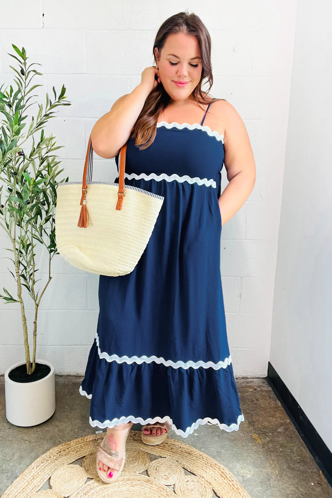 Bold & Sassy Ric Rac Trim Maxi Dress