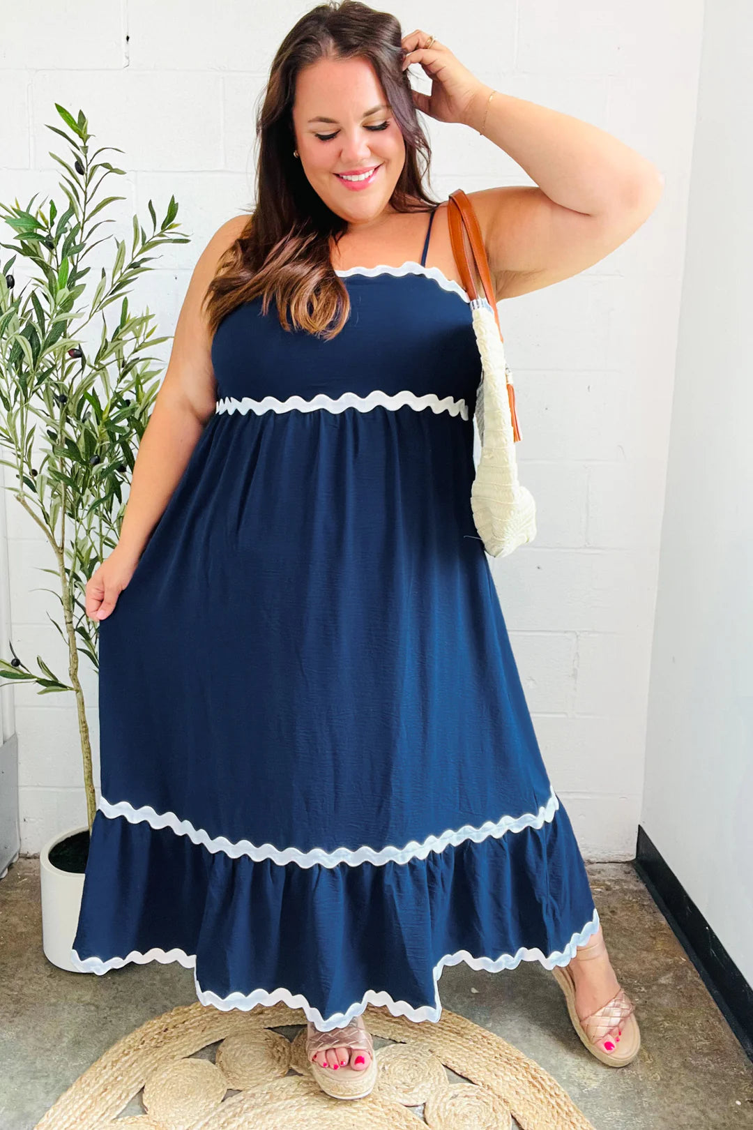 Bold & Sassy Ric Rac Trim Maxi Dress