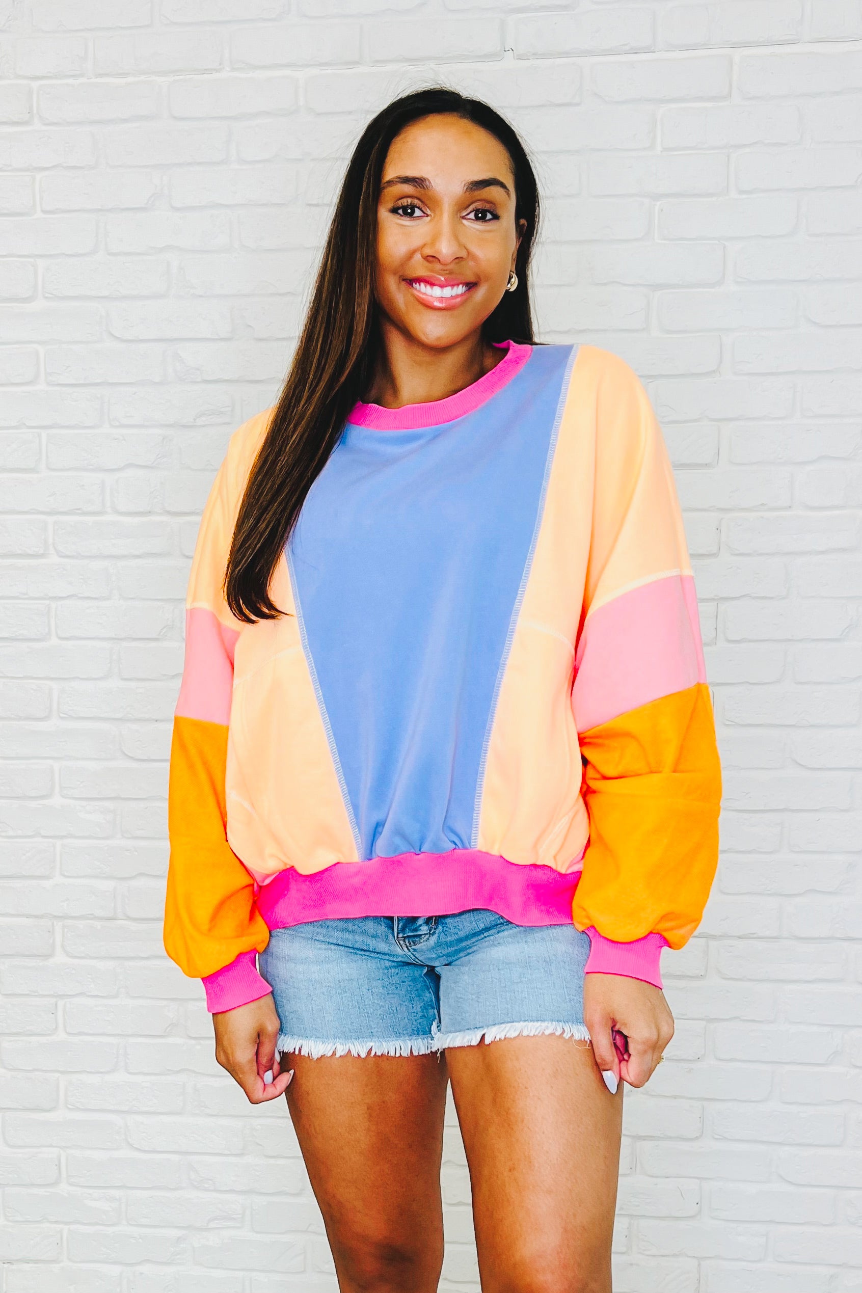 Blockbuster Color Block Pullover • Muted