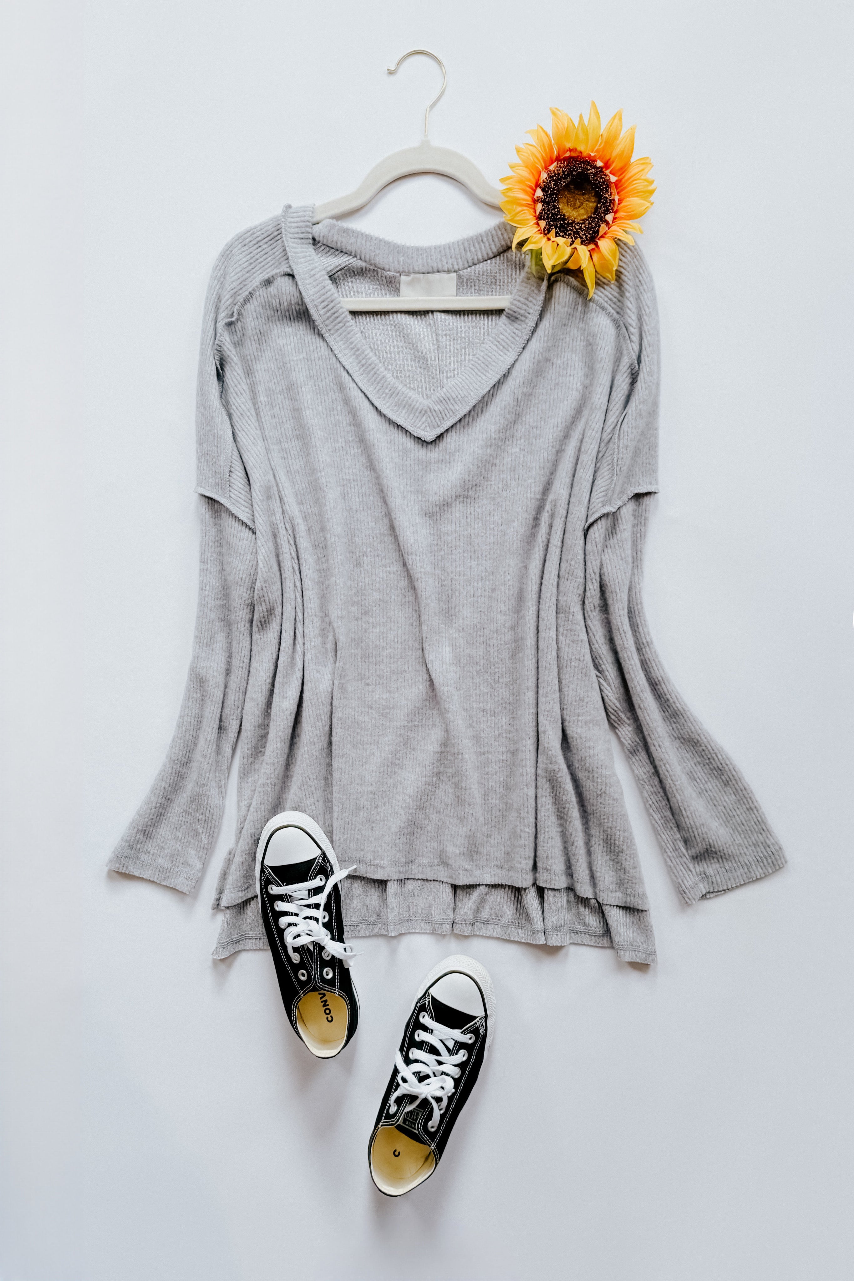 Basically Freezing Brushed Hacci Top • Heather Grey