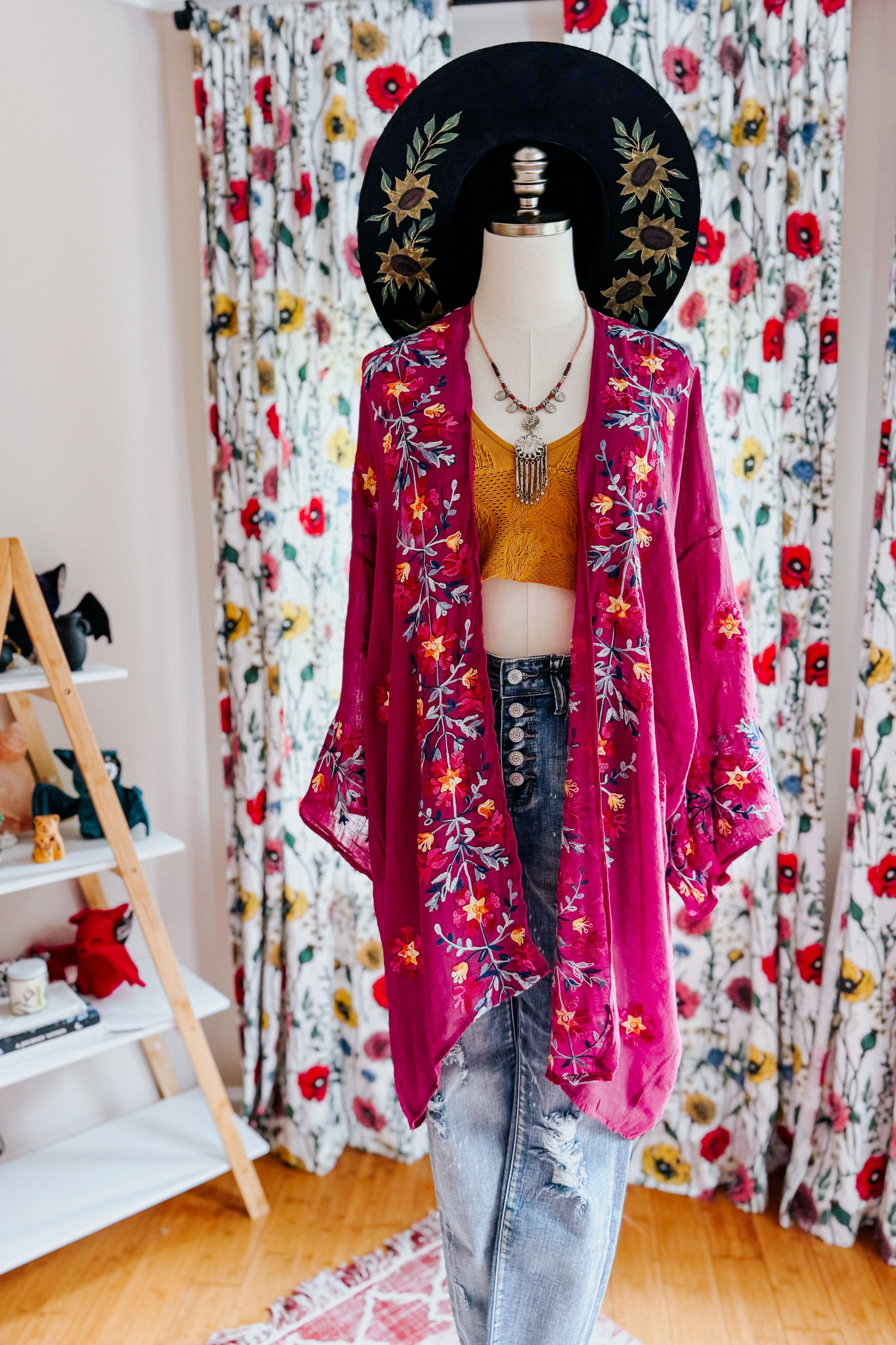 The Sweet Life Embroidered Duster • Magenta