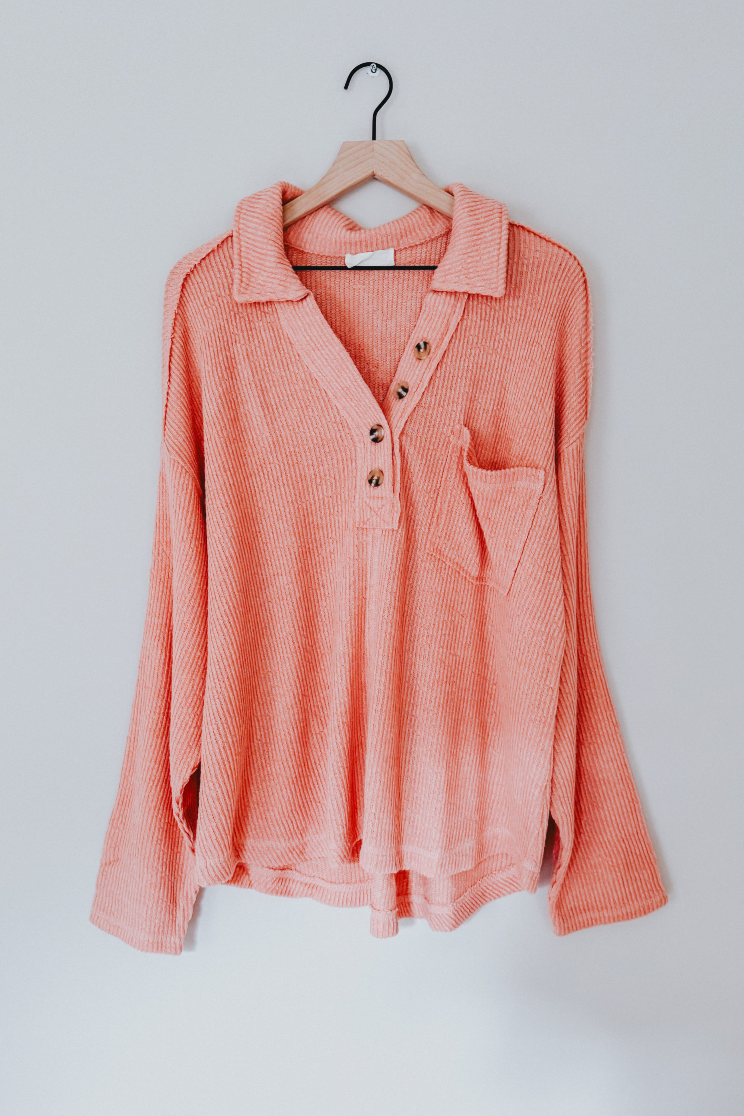 If You Want Forever Ribbed Knit Pullover • Peachy Pink