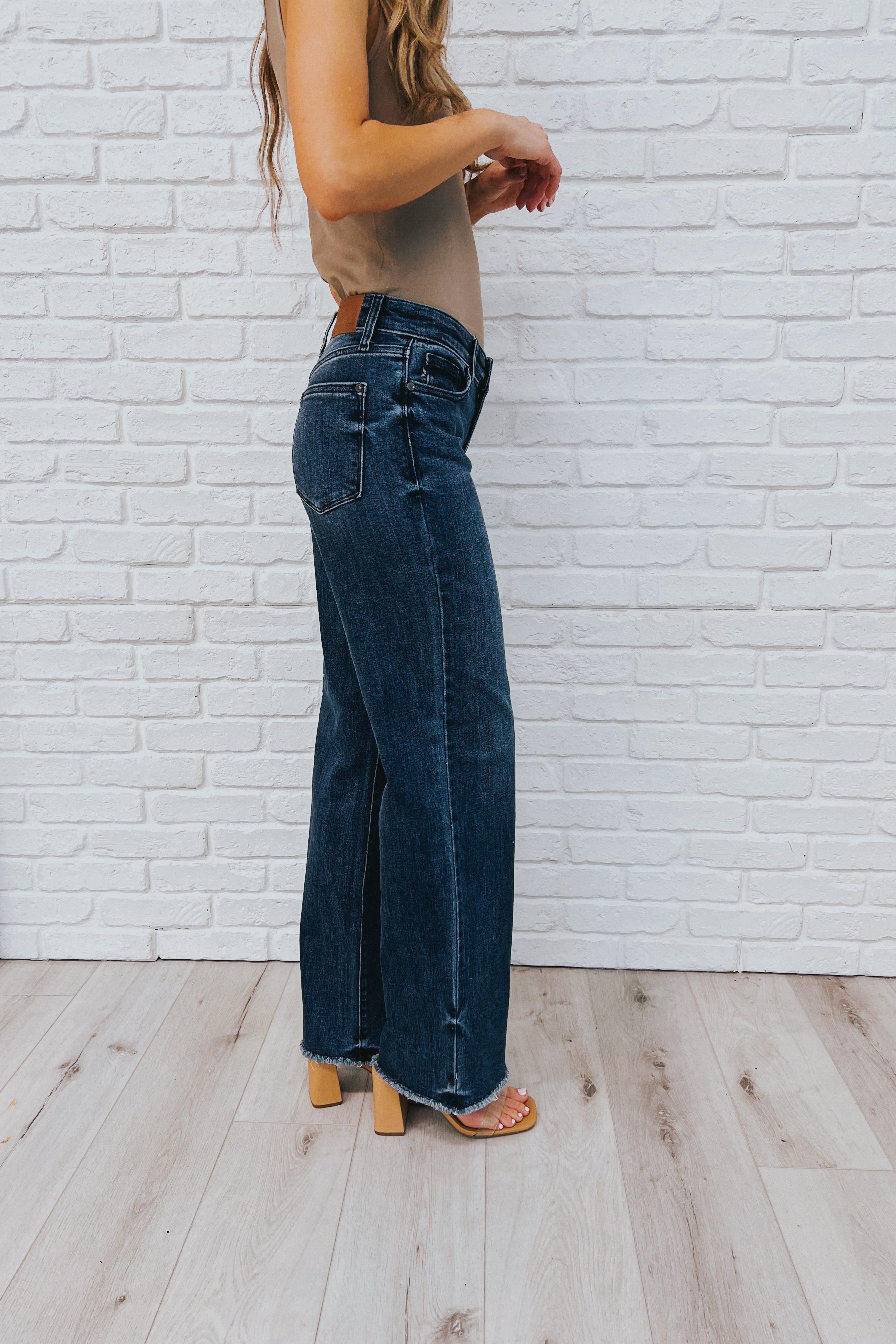 Addie Mid Rise Vintage Wash Wide Leg Jeans