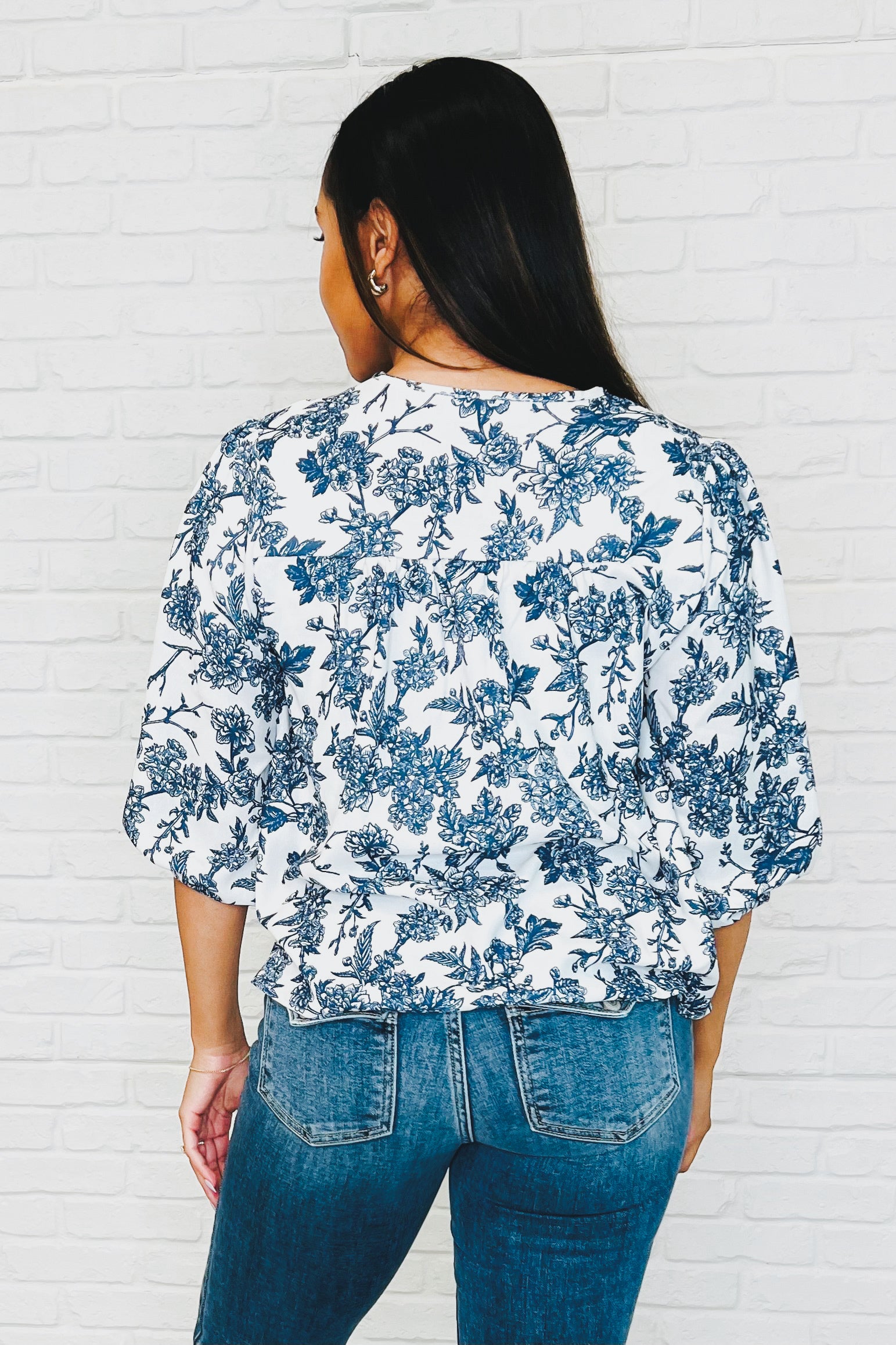 Frill Me With Sunshine Top • Ivory + Navy