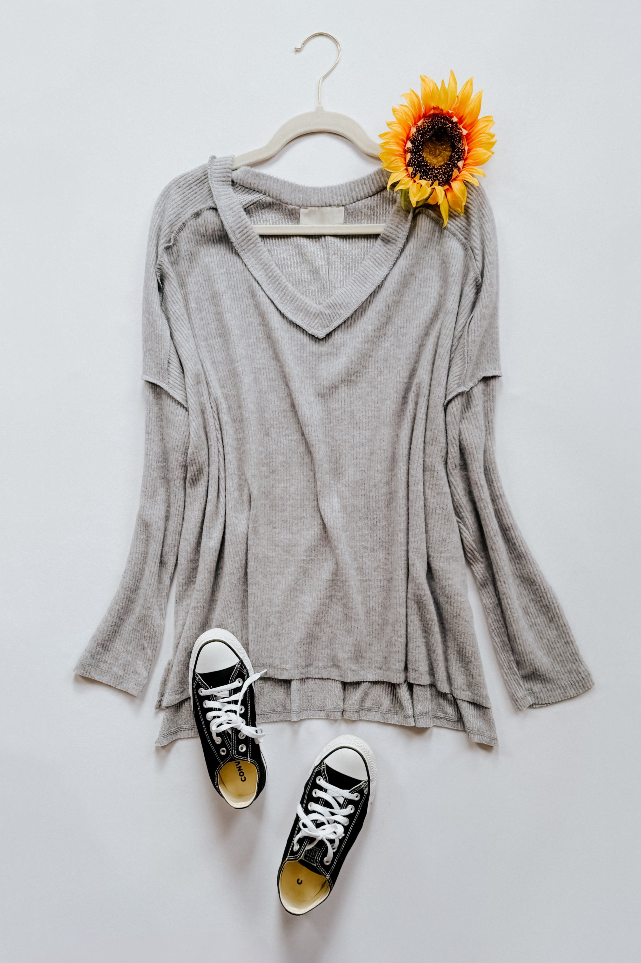 Basically Freezing Brushed Hacci Top • Heather Grey