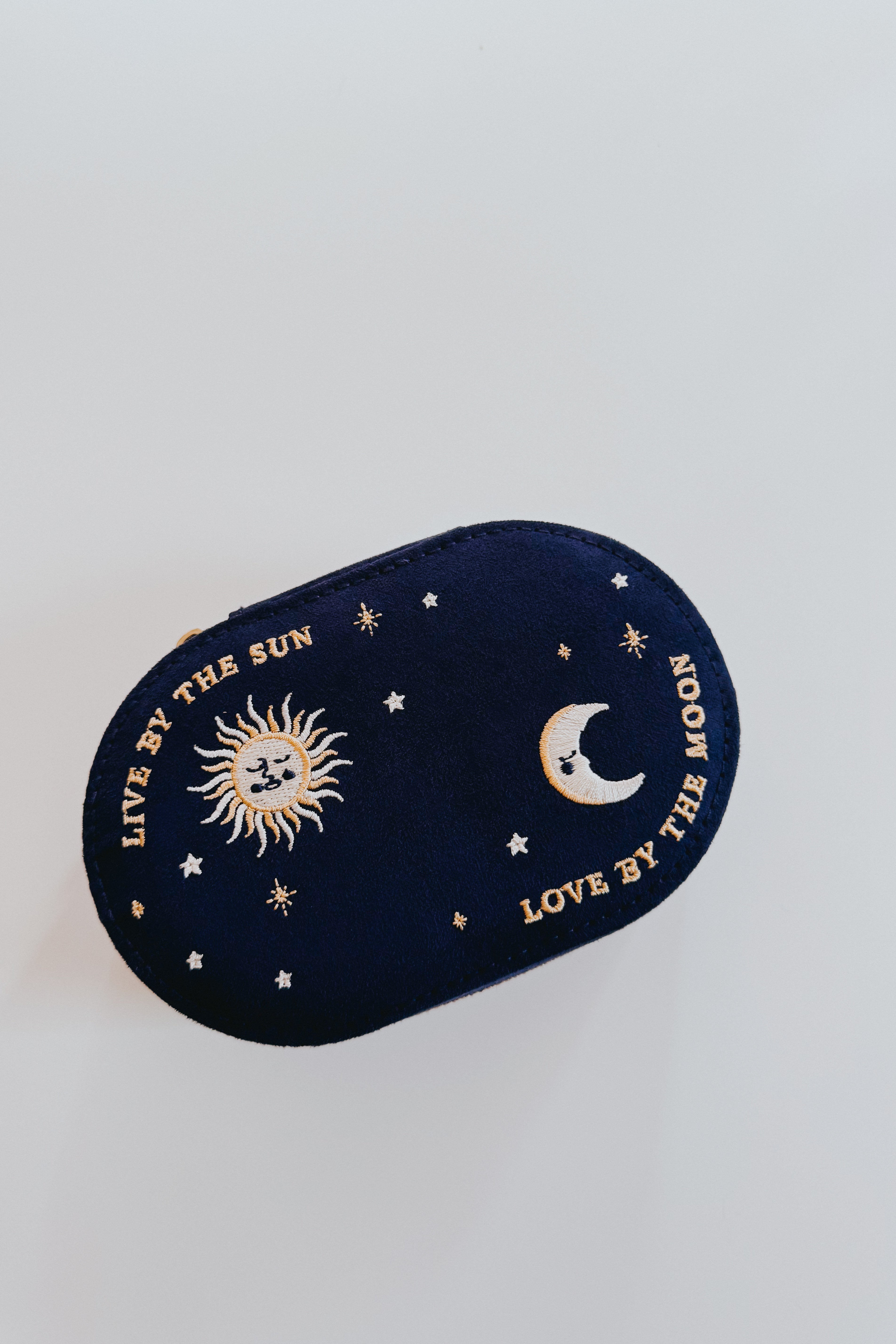 Live By The Sun, Love By The Moon Embroidered Velvet Jewelry Box