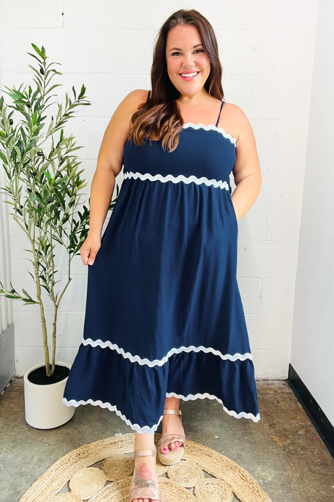 Bold & Sassy Ric Rac Trim Maxi Dress