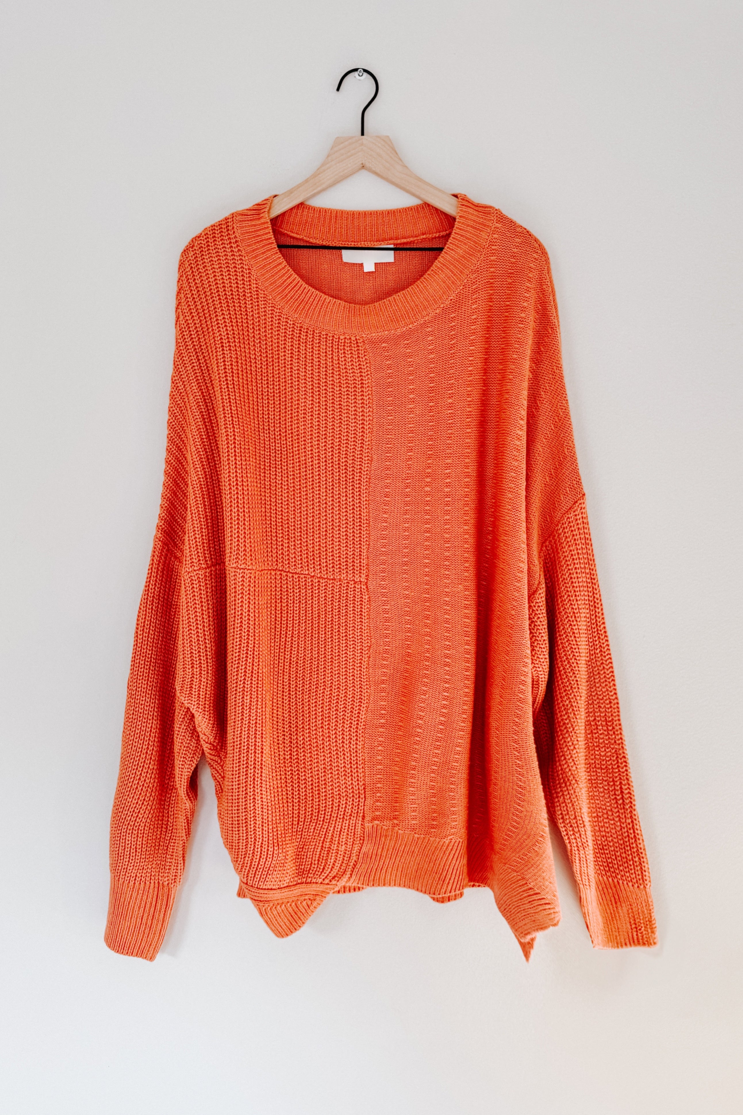 Suddenly Fine Asymmetrical Knit Sweater • Pumpkin