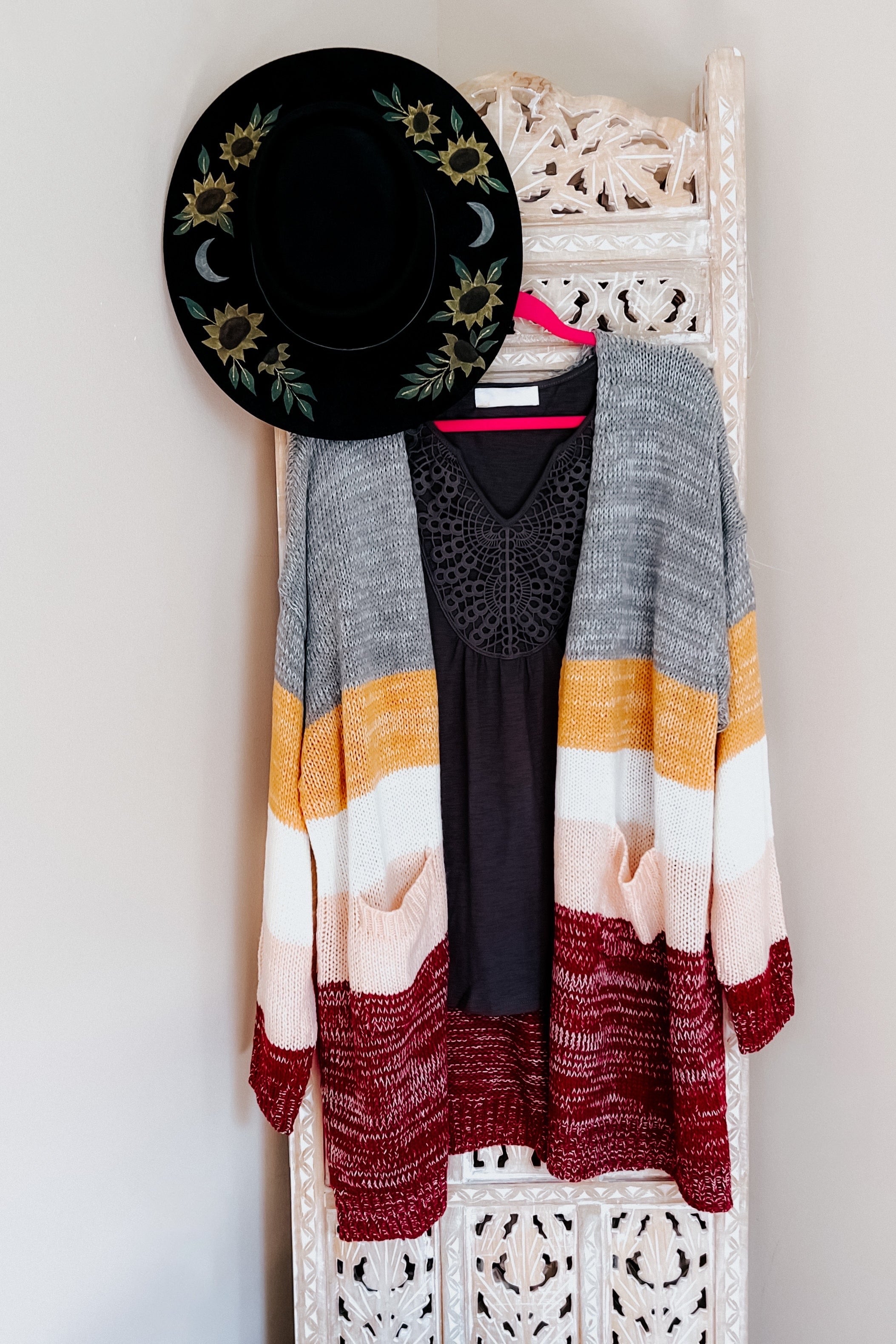 Fall For You Color Block Open Cardigan