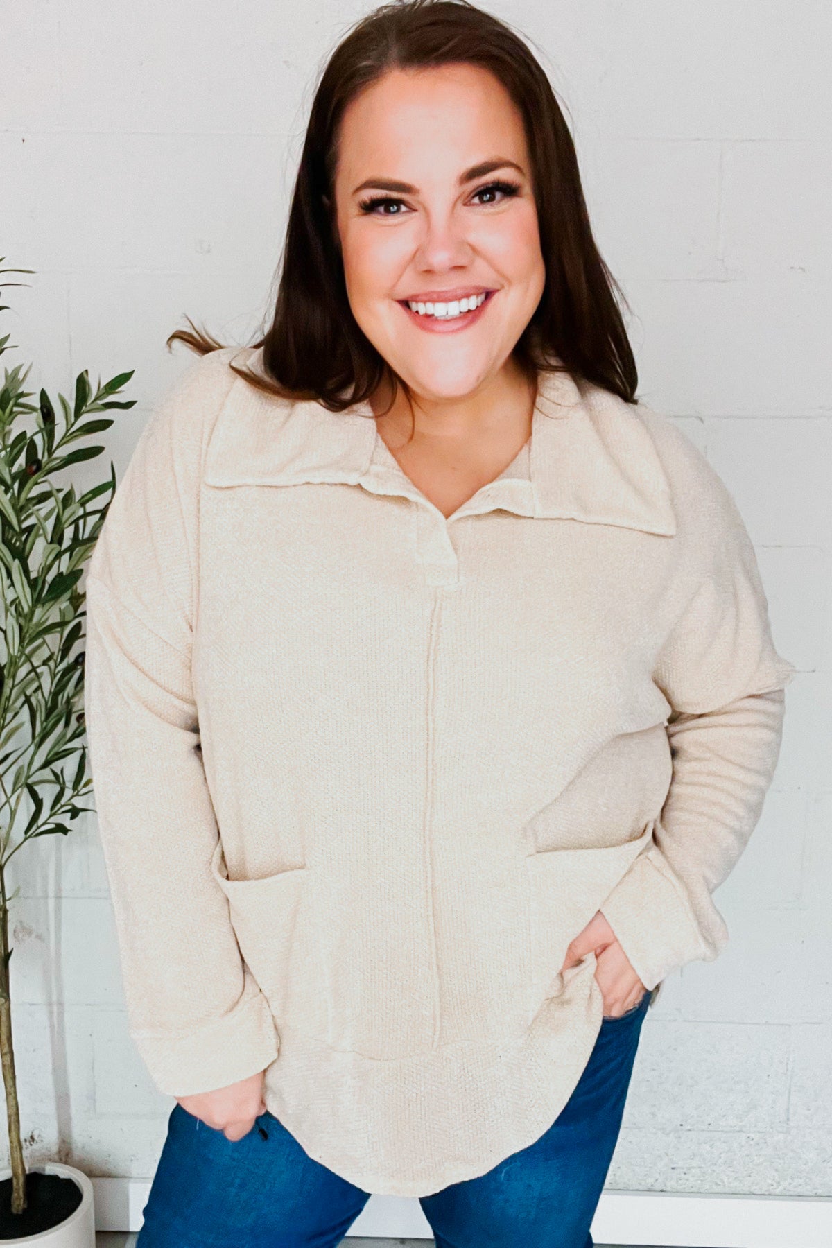 Easy Living Textured Knit Sweater • Oatmeal