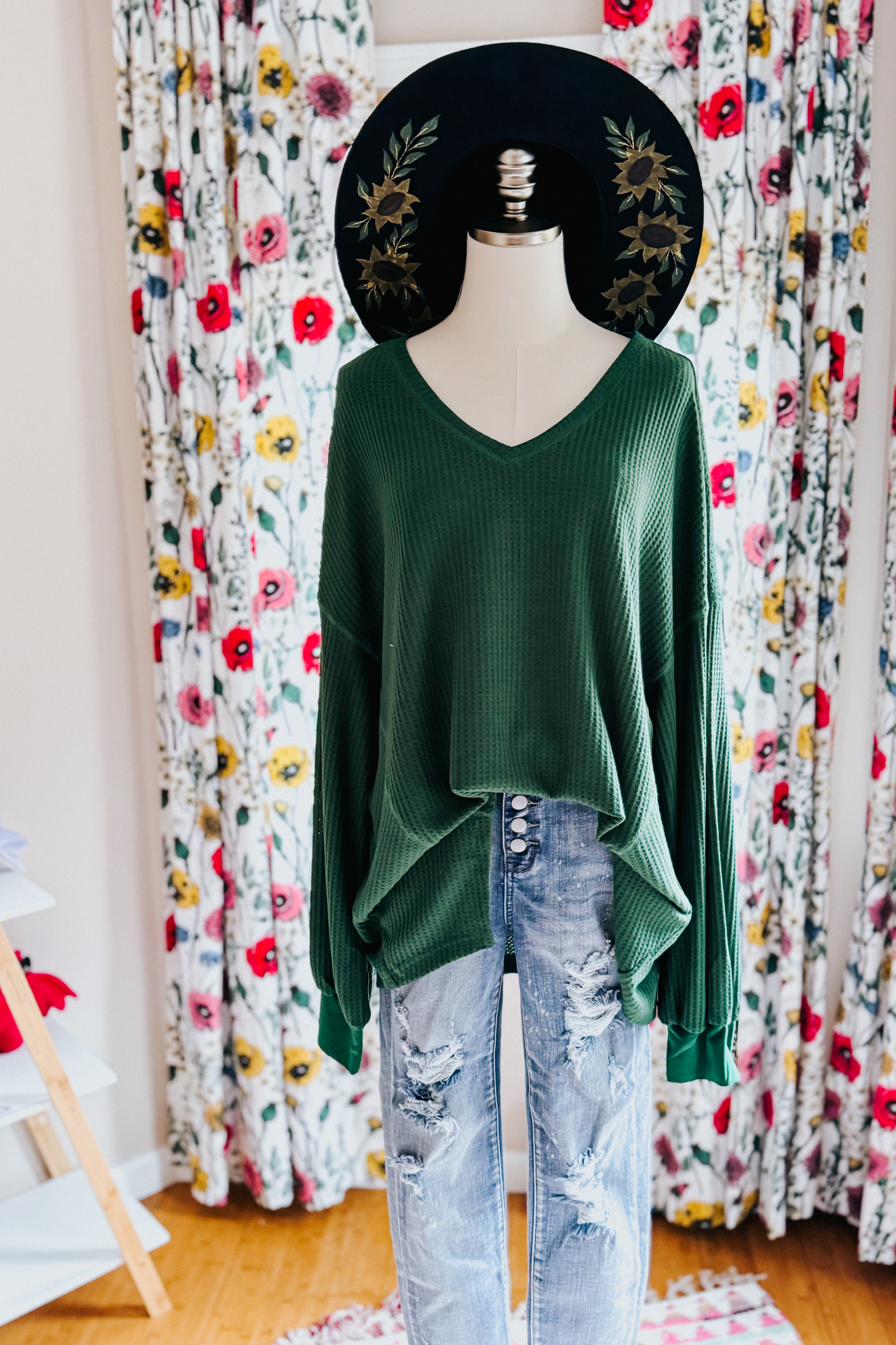 Good Things Are Coming V-Neck Top • Green