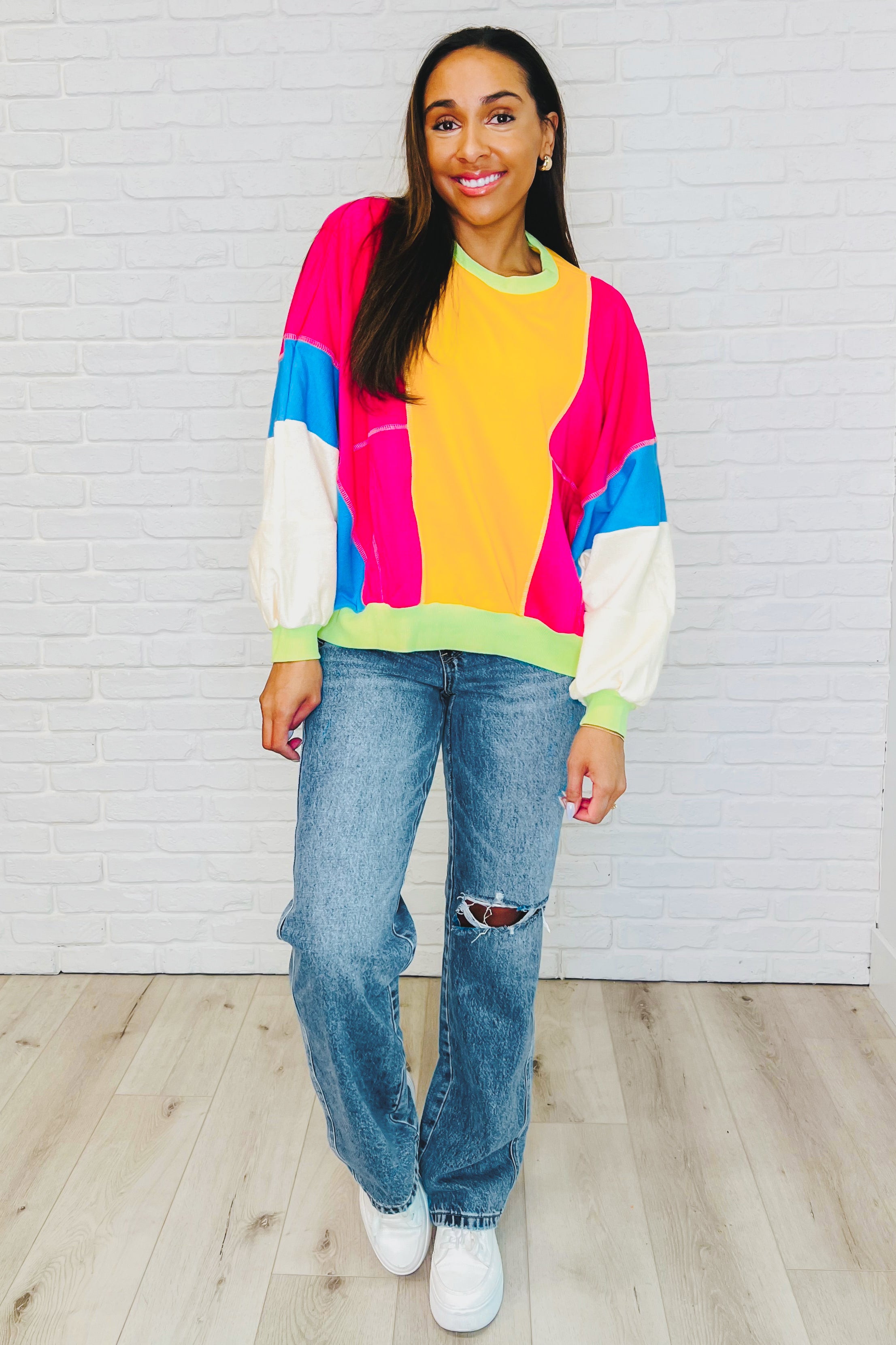 Blockbuster Color Block Pullover • Bright