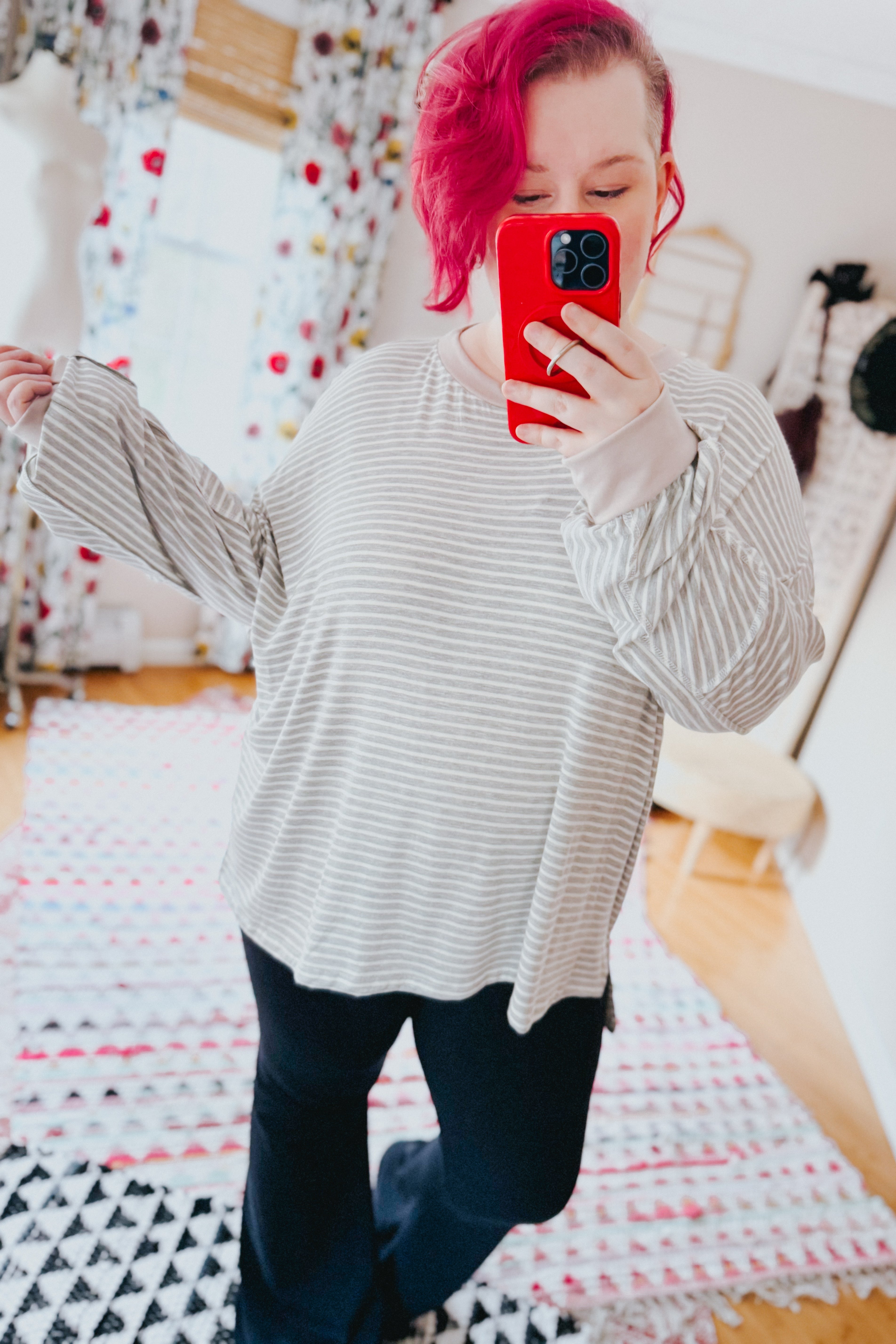 Stay Open Striped Oversized Top