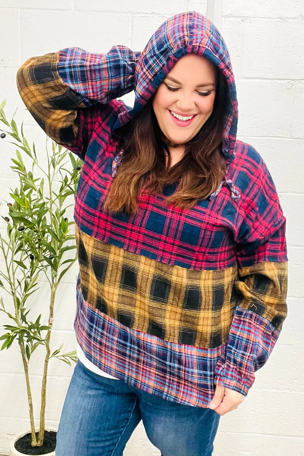 Fall Into You Plaid Flannel Hoodie