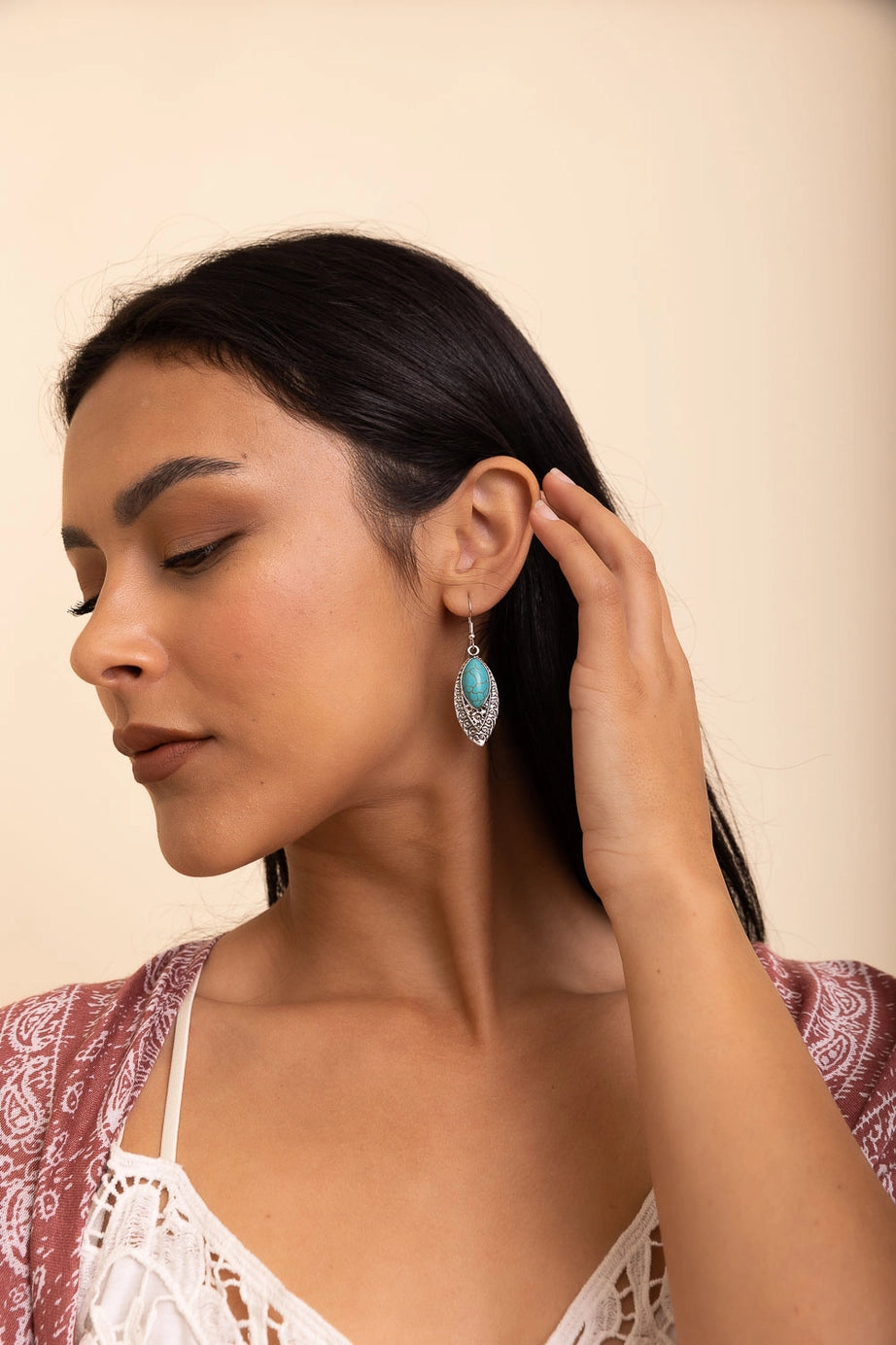 Via Vintage Engraved Turquoise Earrings