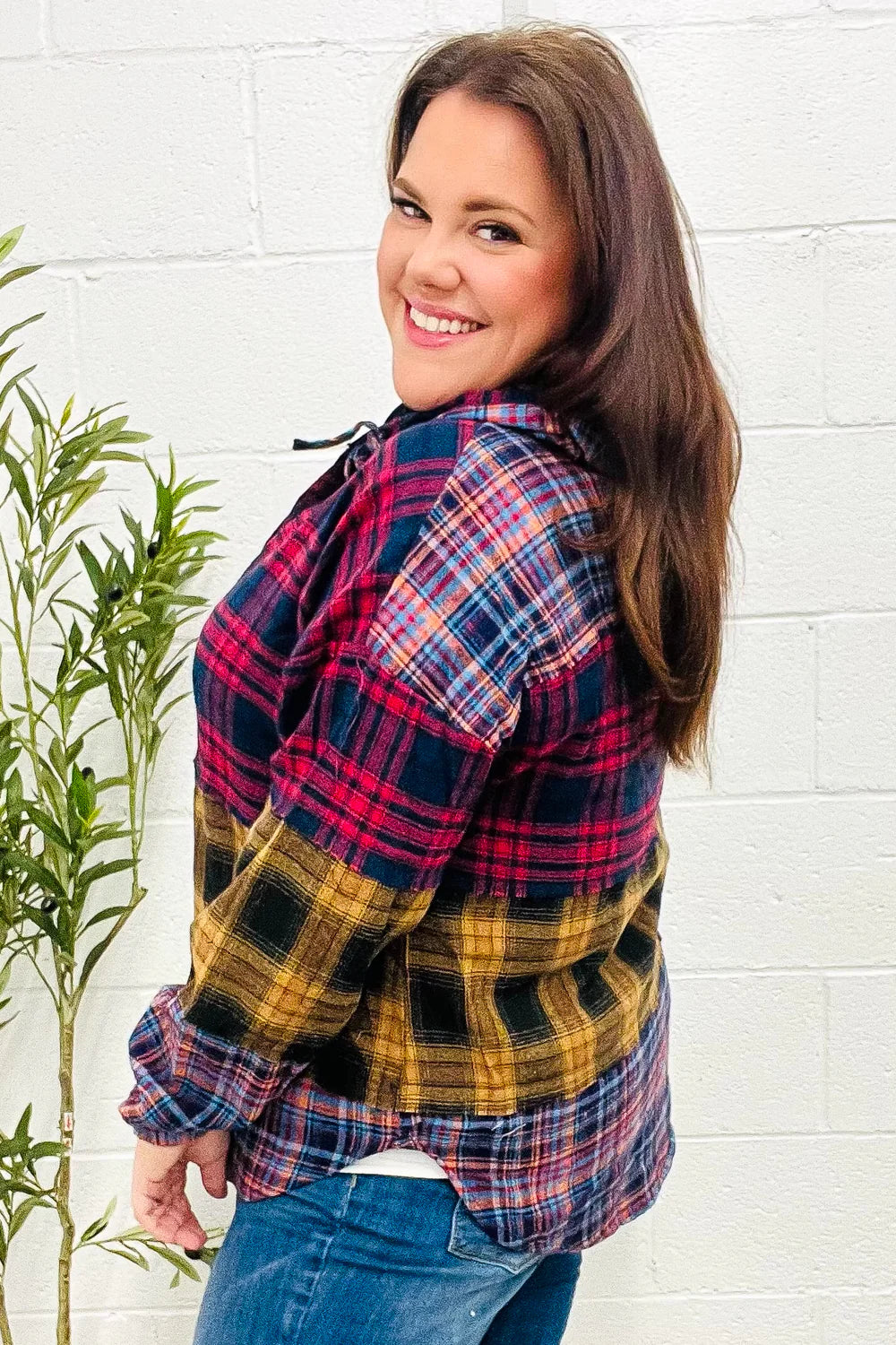 Fall Into You Plaid Flannel Hoodie