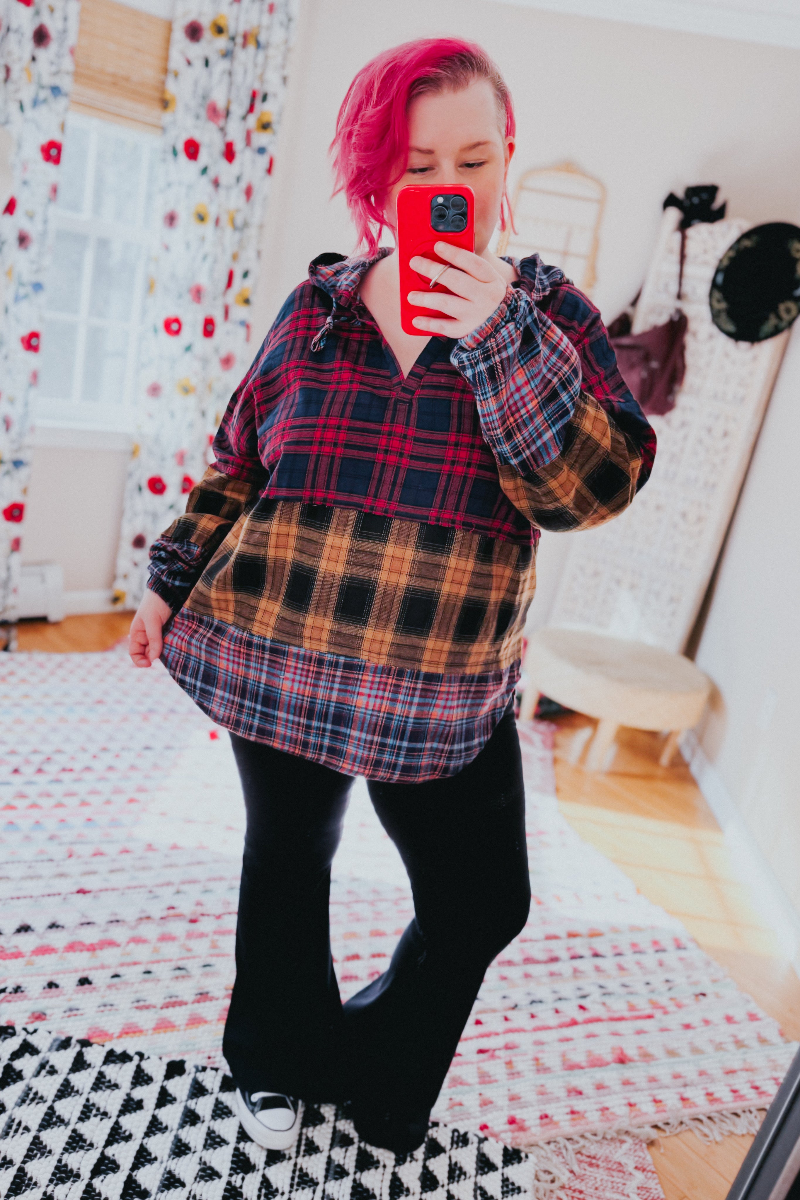 Fall Into You Plaid Flannel Hoodie