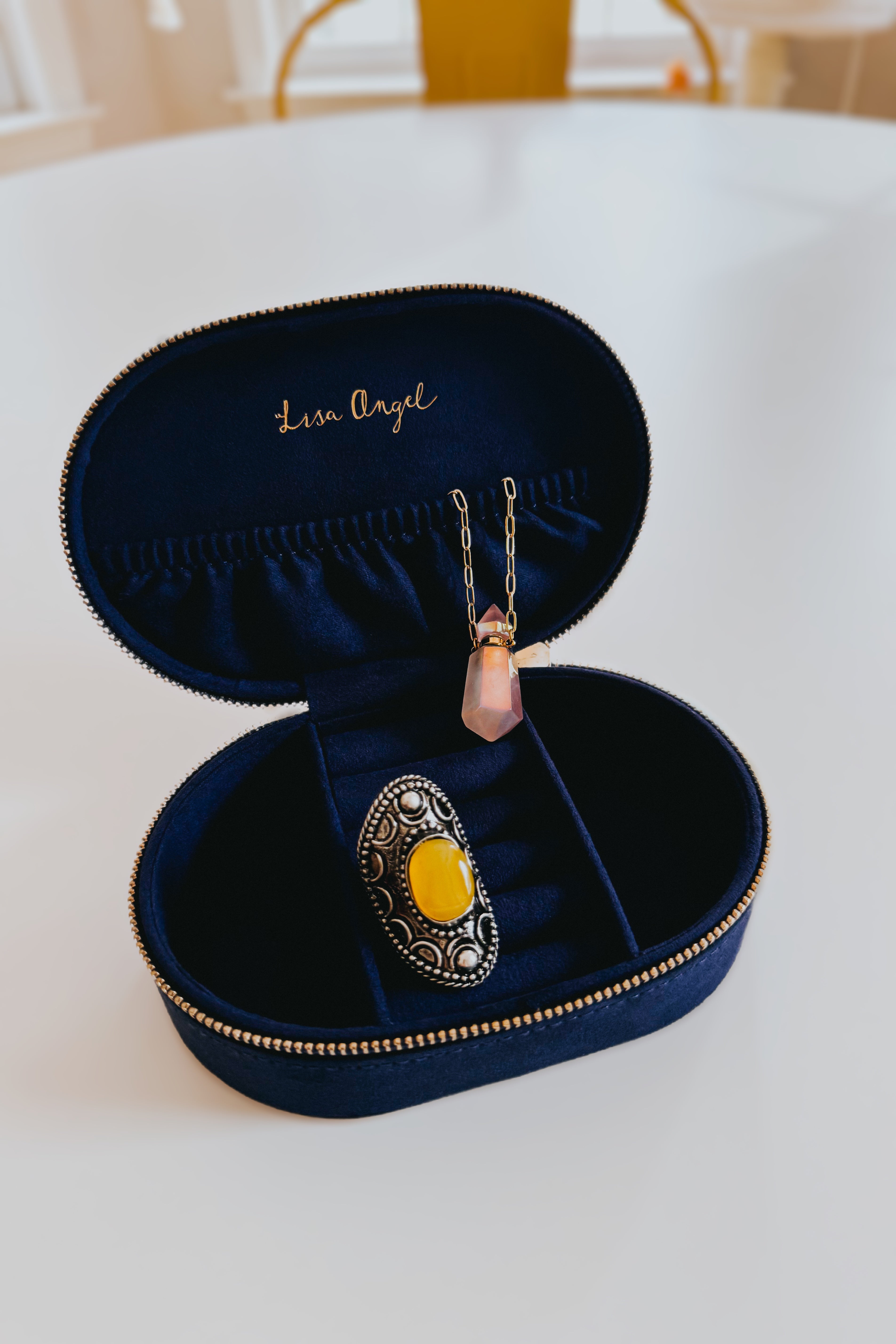 Live By The Sun, Love By The Moon Embroidered Velvet Jewelry Box