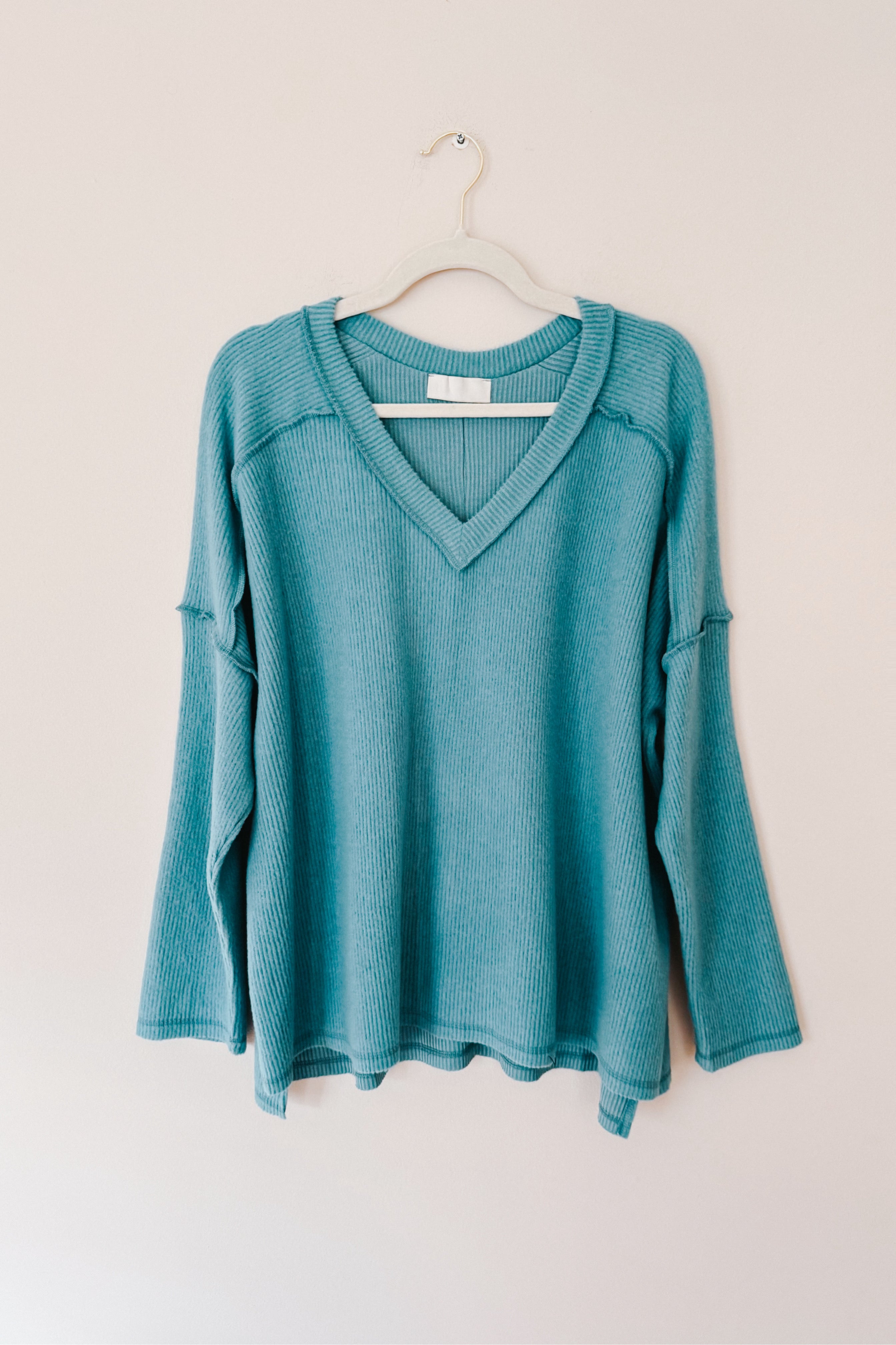 Basically Freezing Brushed Hacci Top • Dusty Teal