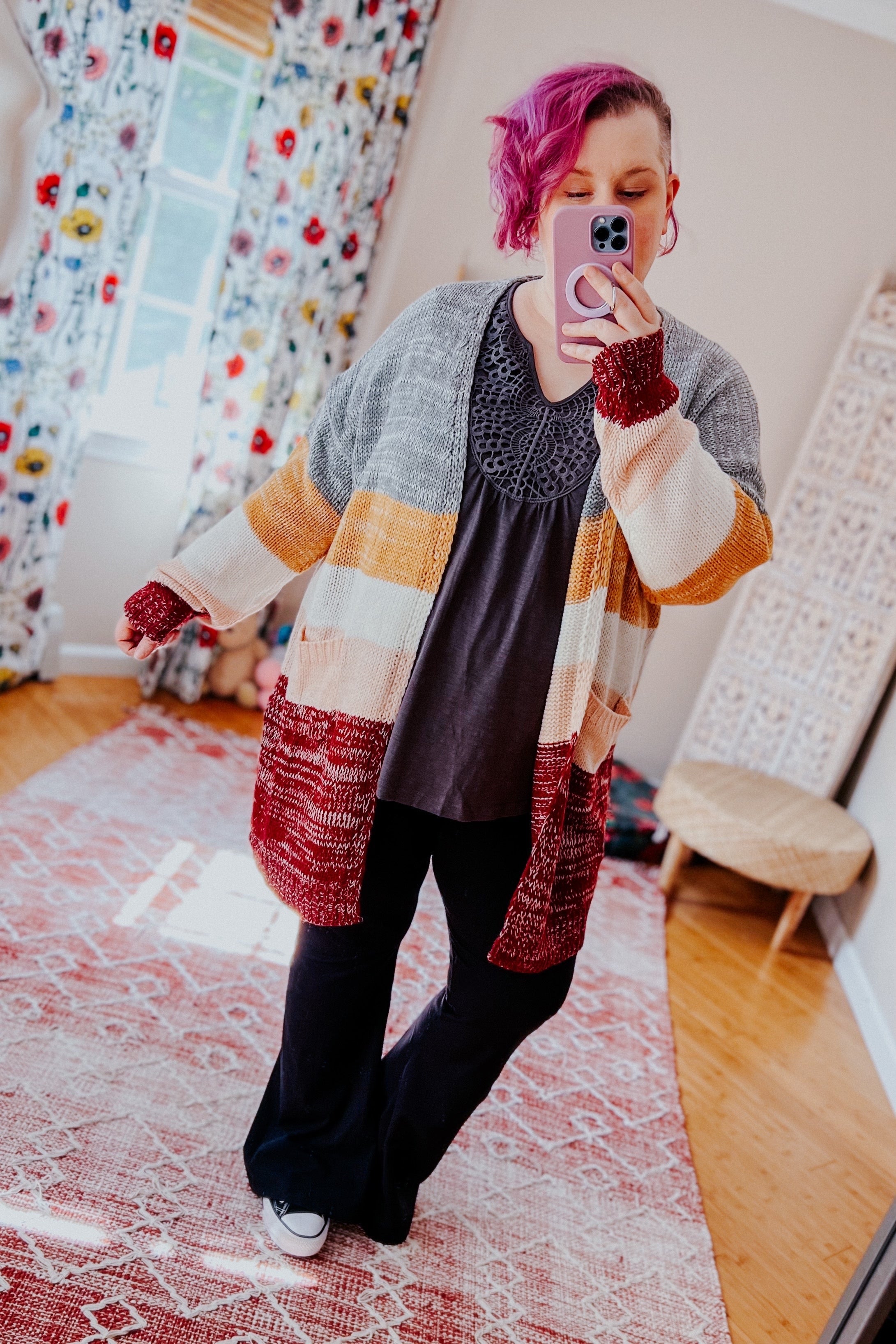 Fall For You Color Block Open Cardigan