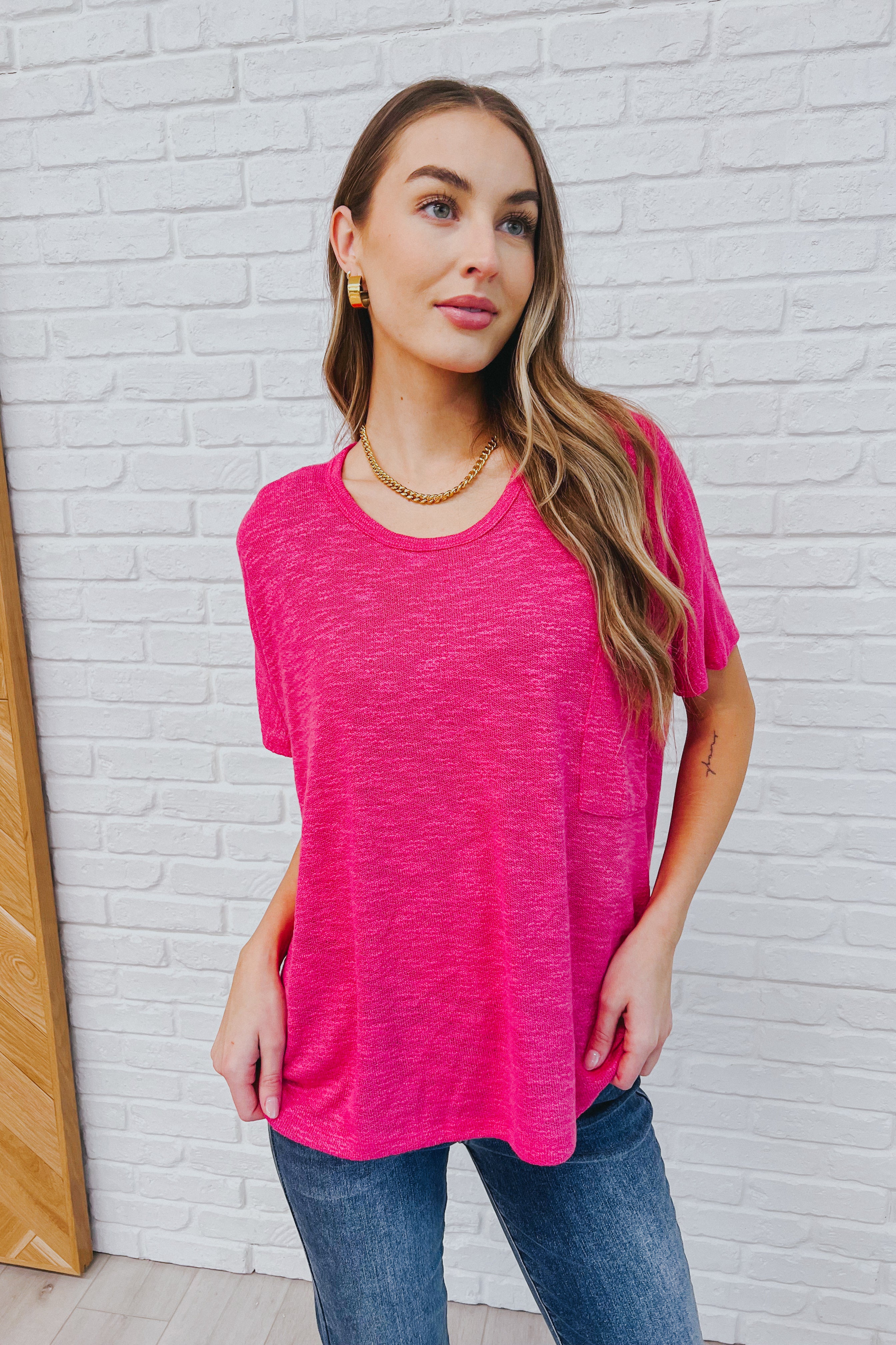 Basically Flowing Dolman Sleeve Top • Hot Pink