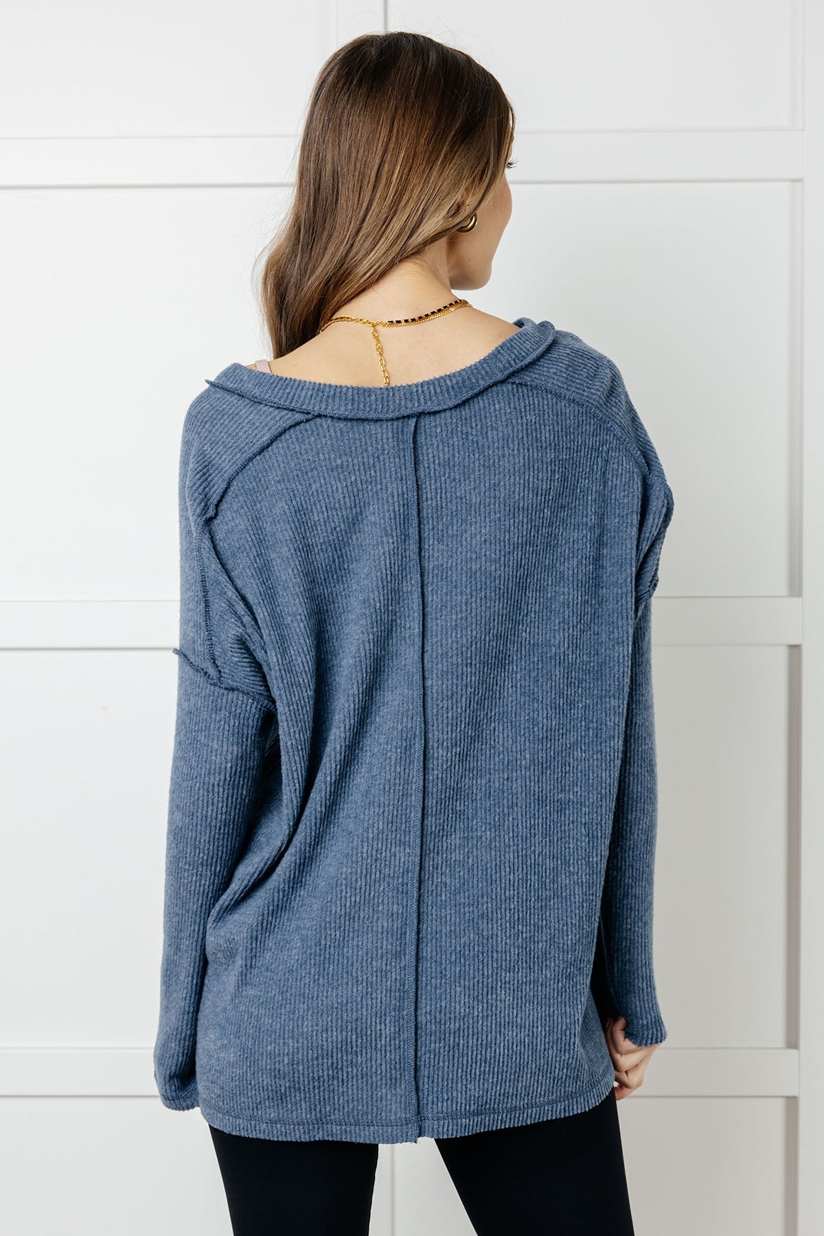 Basically Freezing Brushed Hacci Top • Dusty Blue