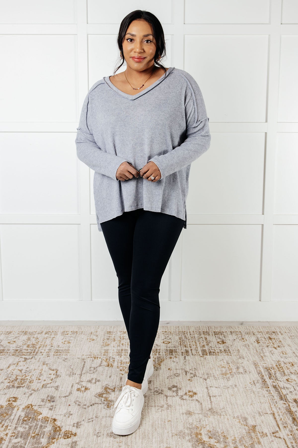 Basically Freezing Brushed Hacci Top • Heather Grey