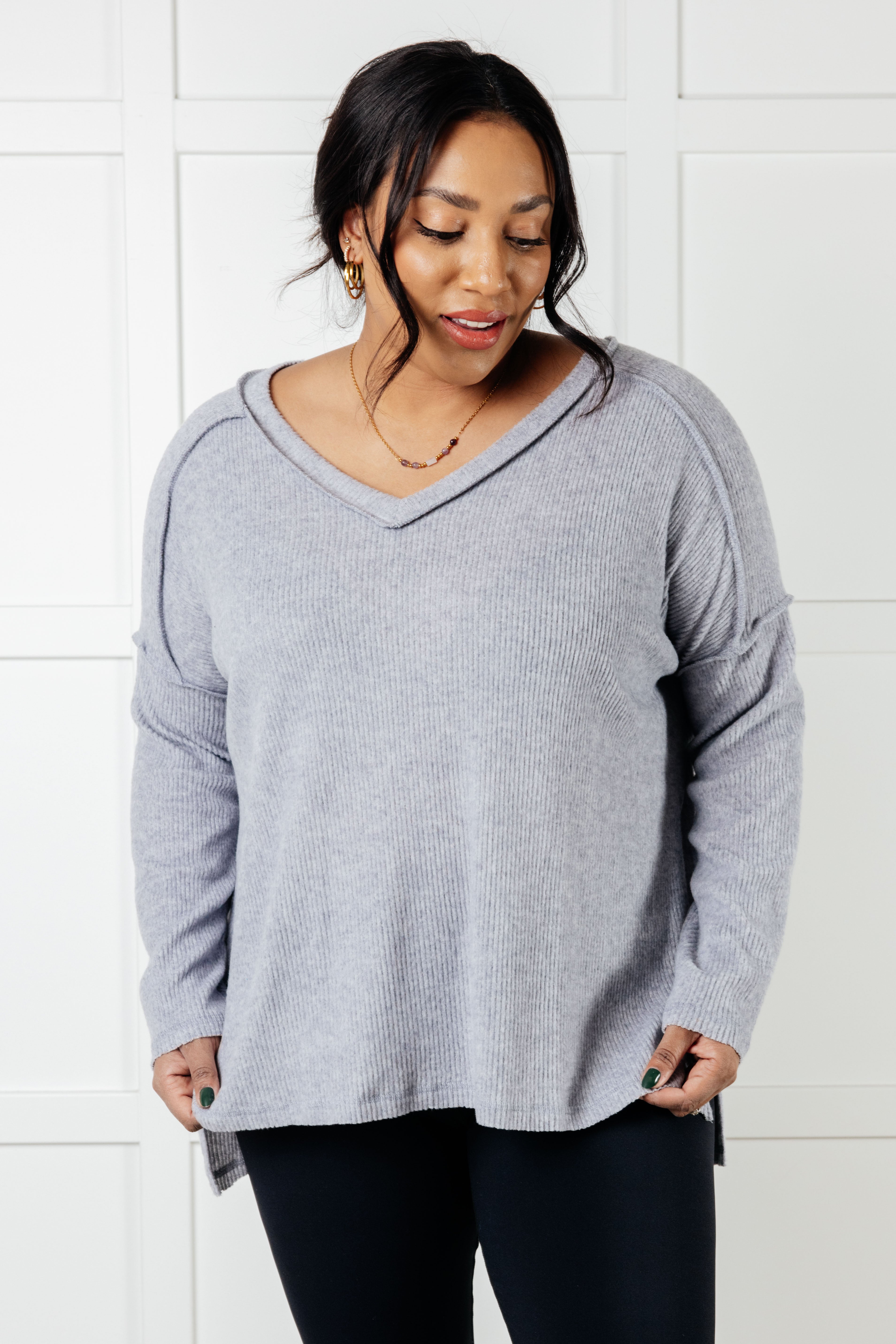 Basically Freezing Brushed Hacci Top • Heather Grey