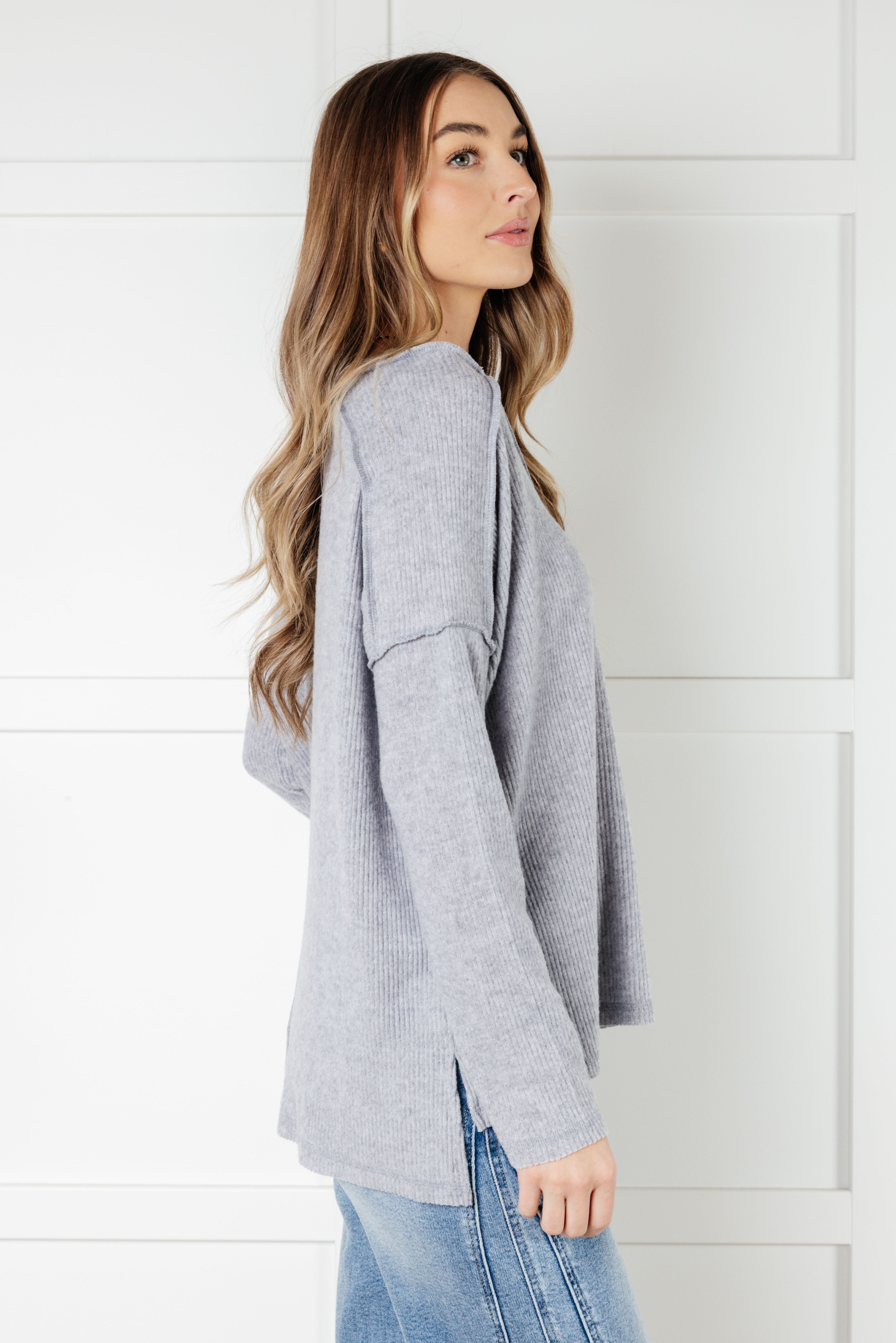 Basically Freezing Brushed Hacci Top • Heather Grey