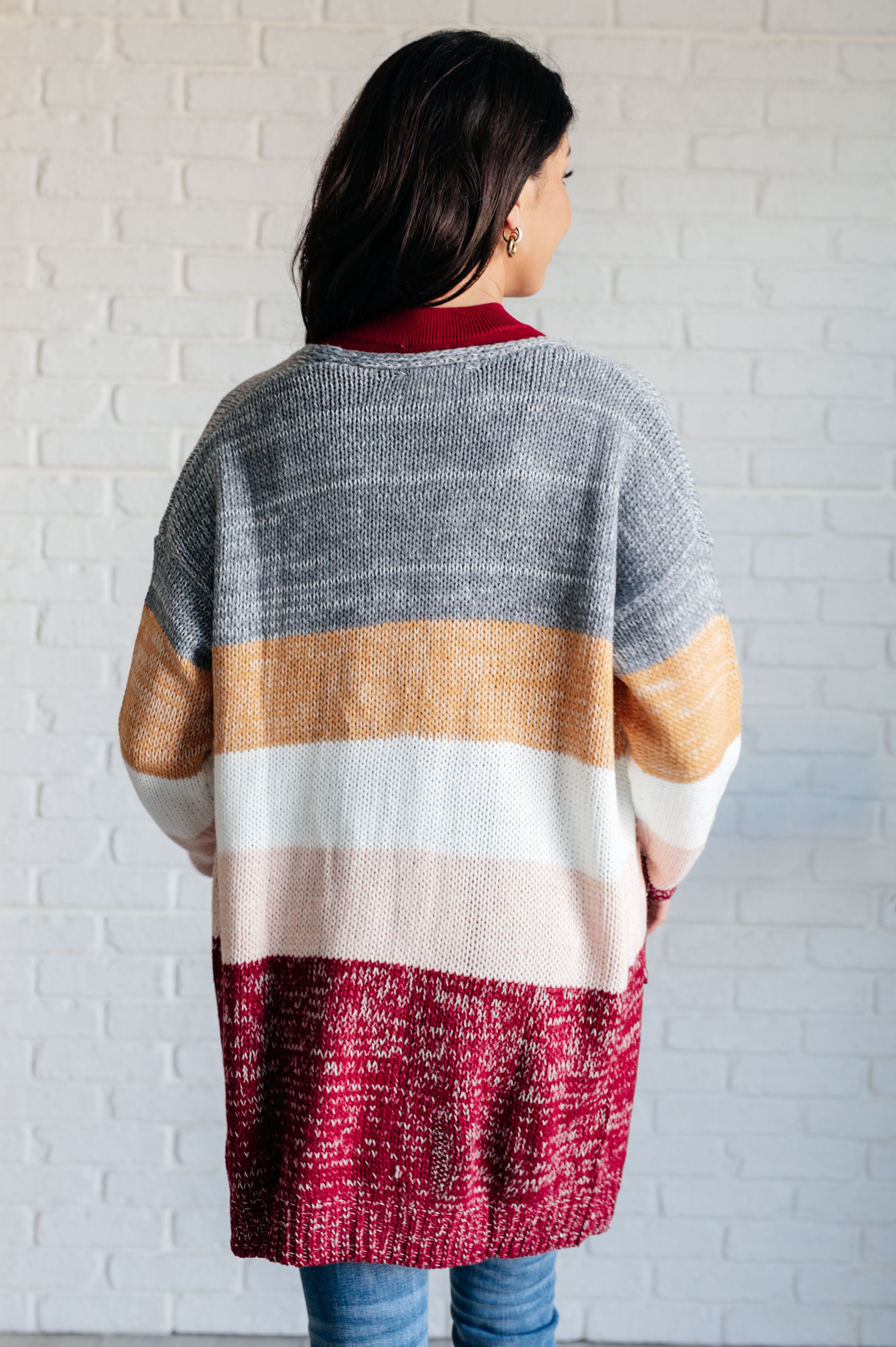 Fall For You Color Block Open Cardigan