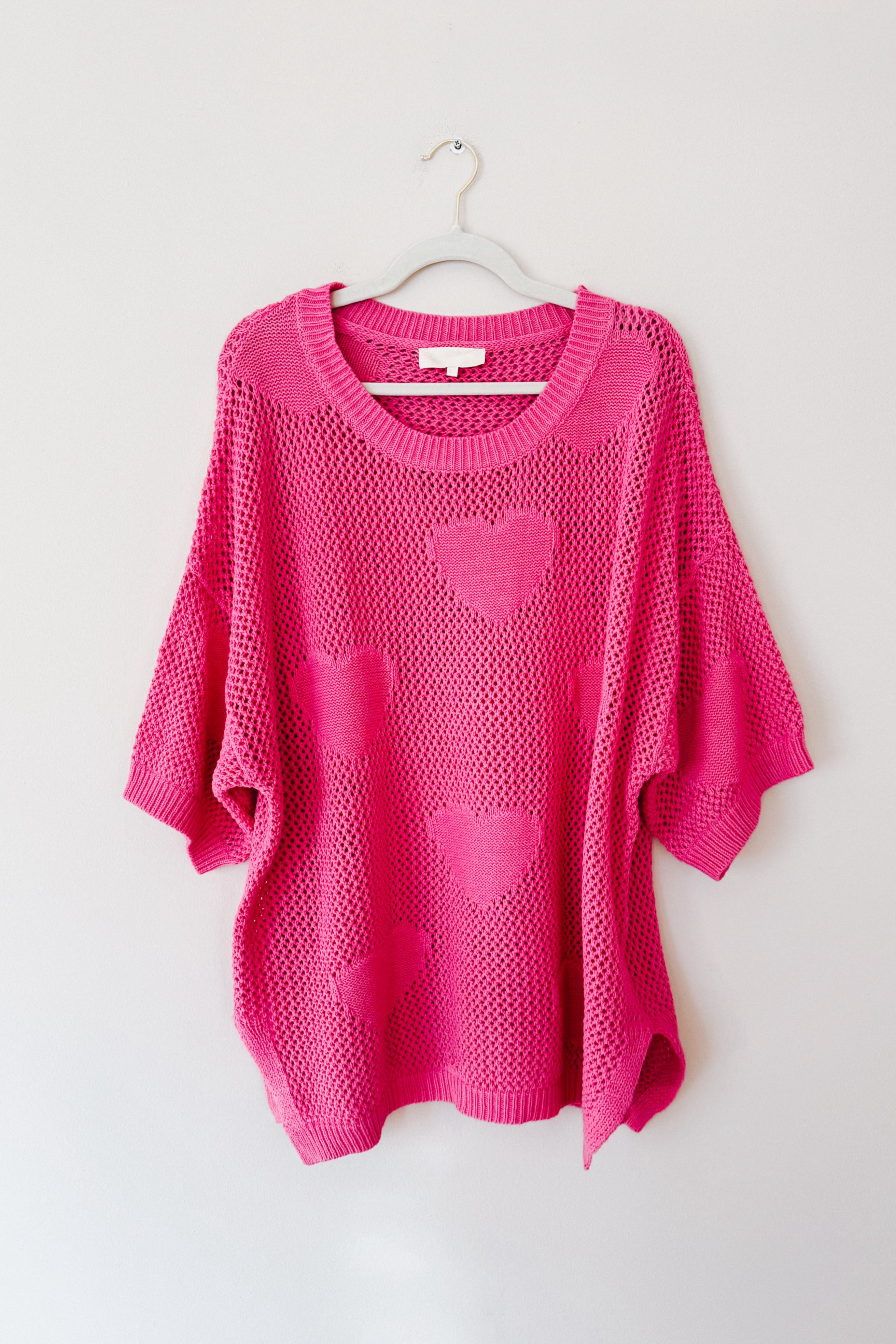 Can't Look Away Heart Netted Crochet Sweater Top