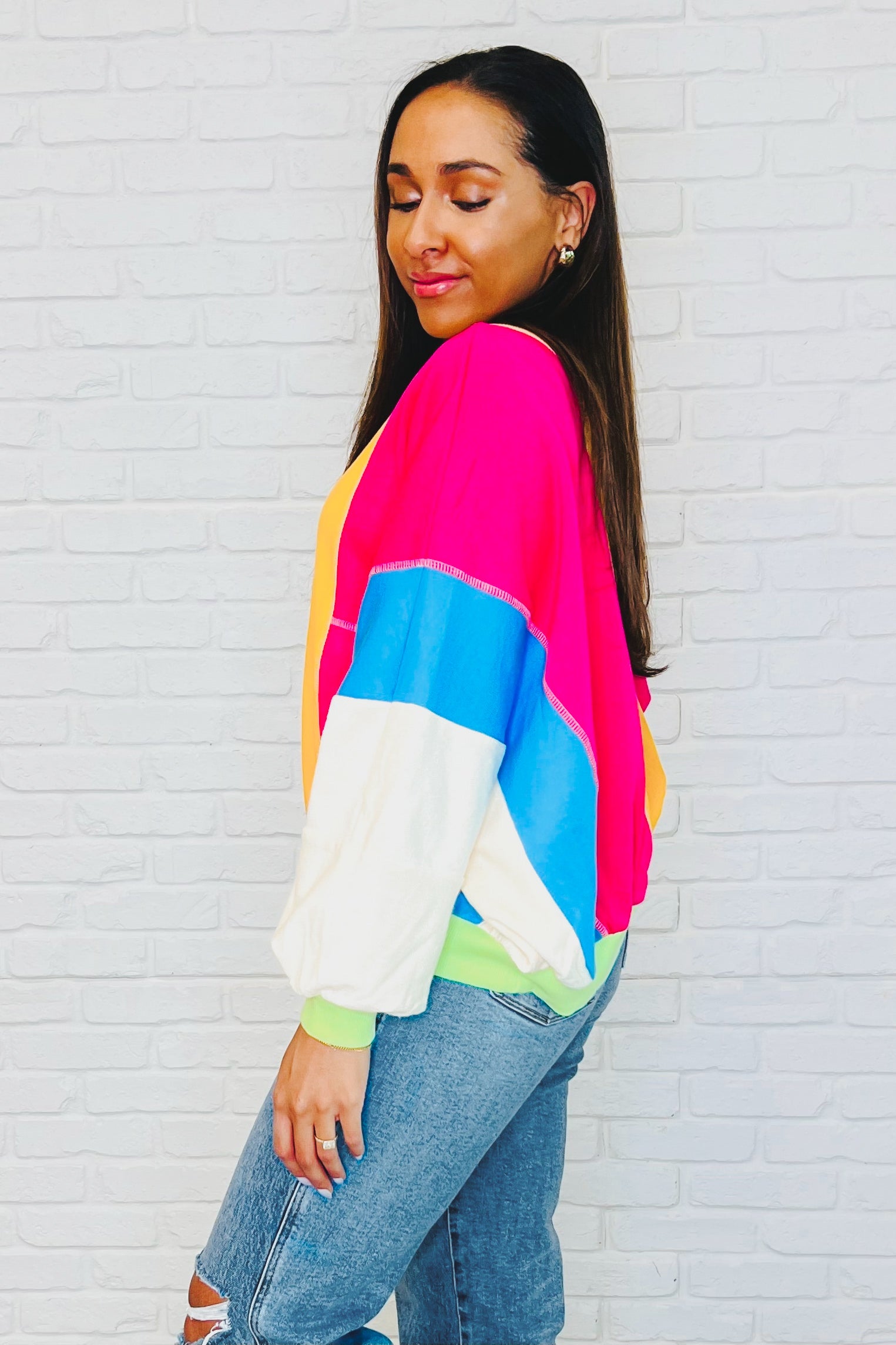 Blockbuster Color Block Pullover • Bright