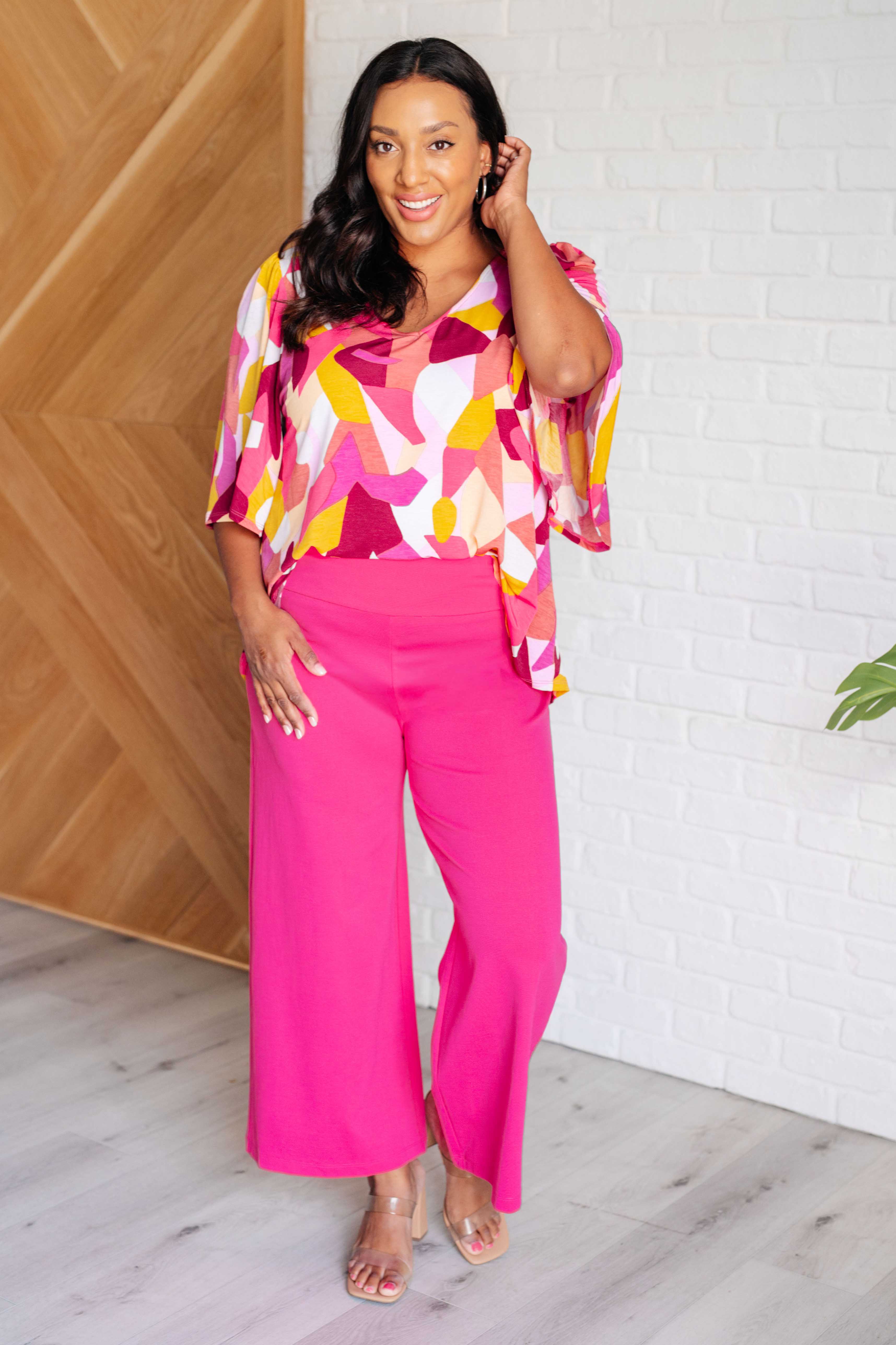 Magic Wide Leg Crop Pants • Hot Pink