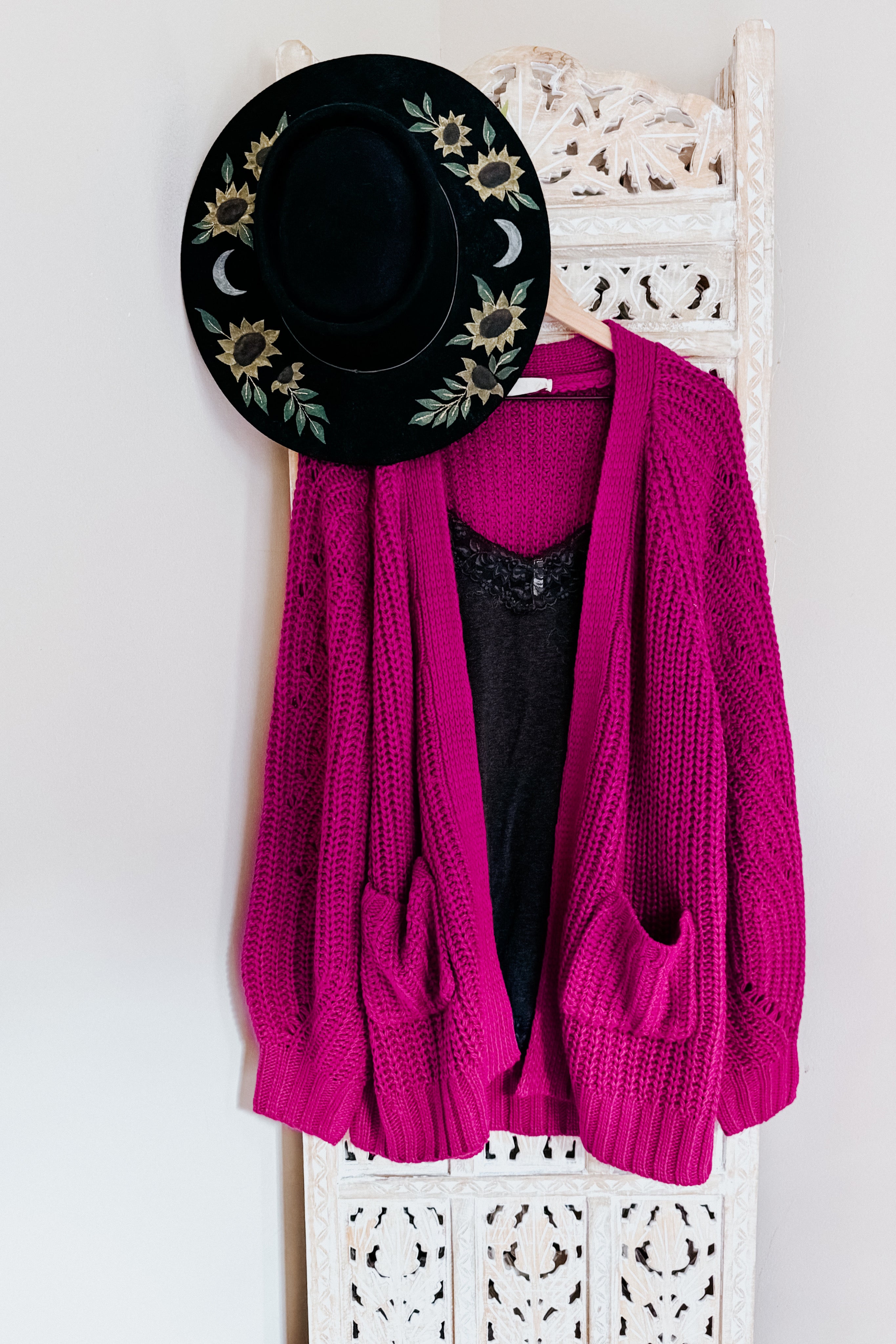 Maybe Monday Cardigan • Berry