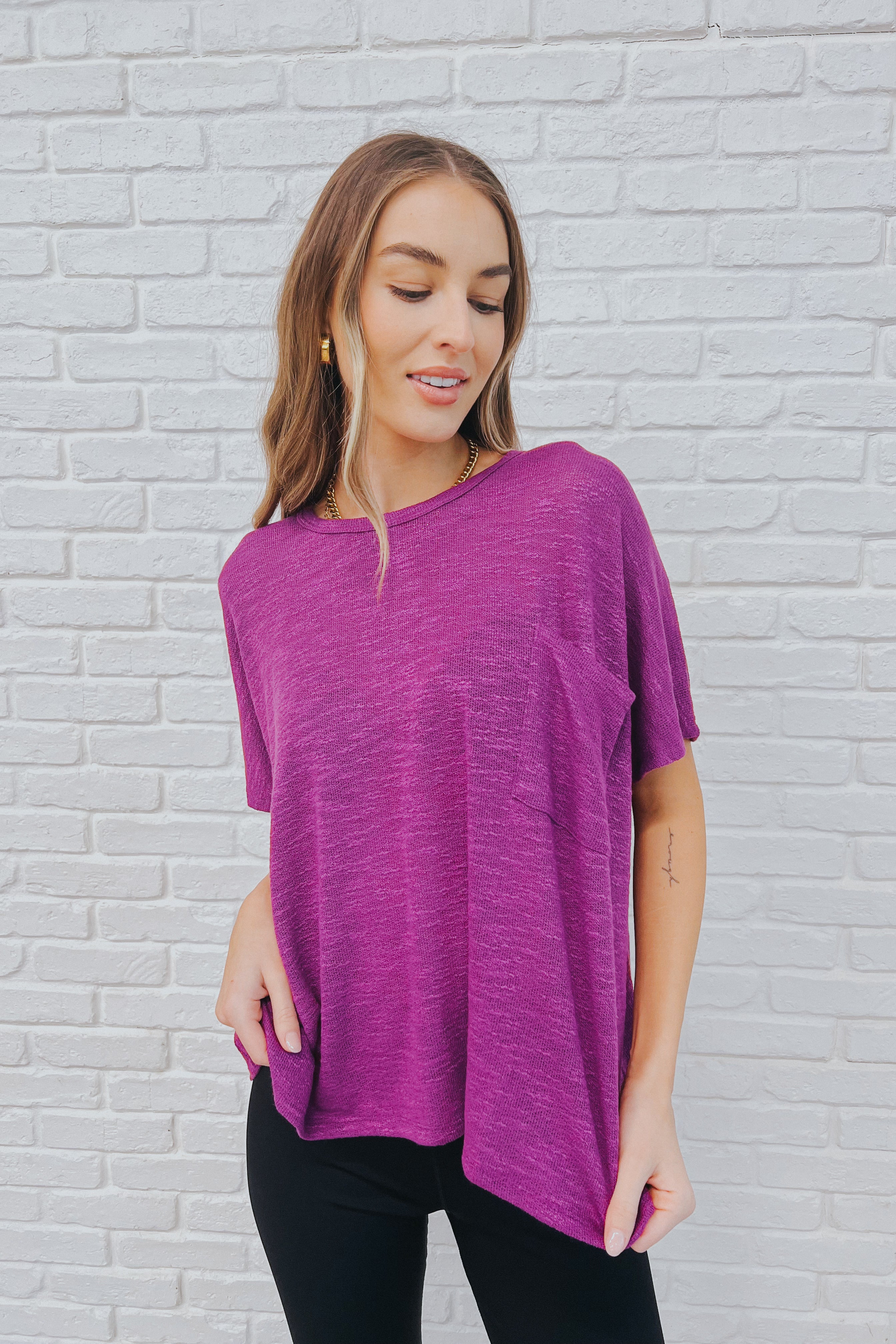 Basically Flowing Dolman Sleeve Top • Light Plum