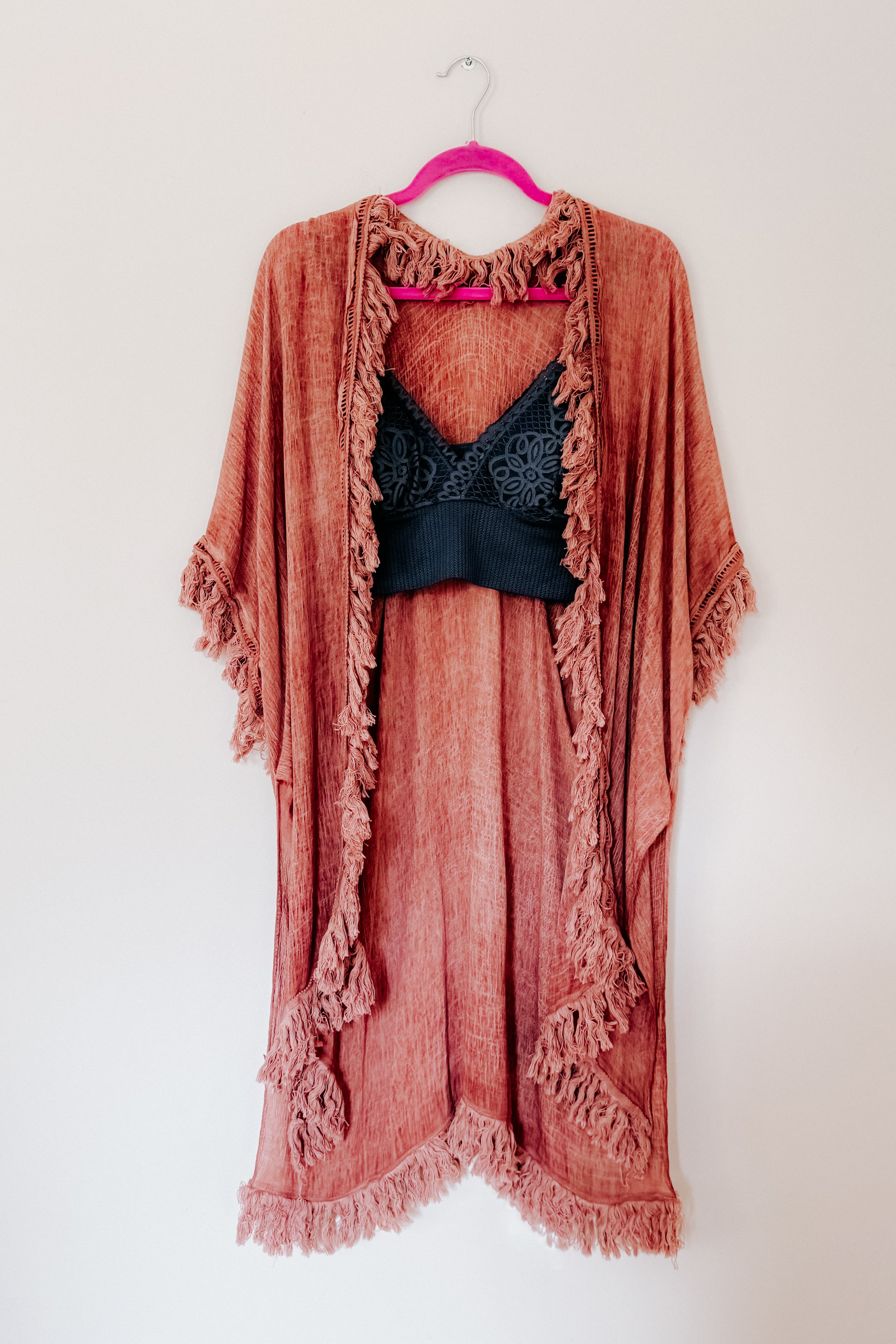 Mayze Sunbleached Fringe Duster • Rose